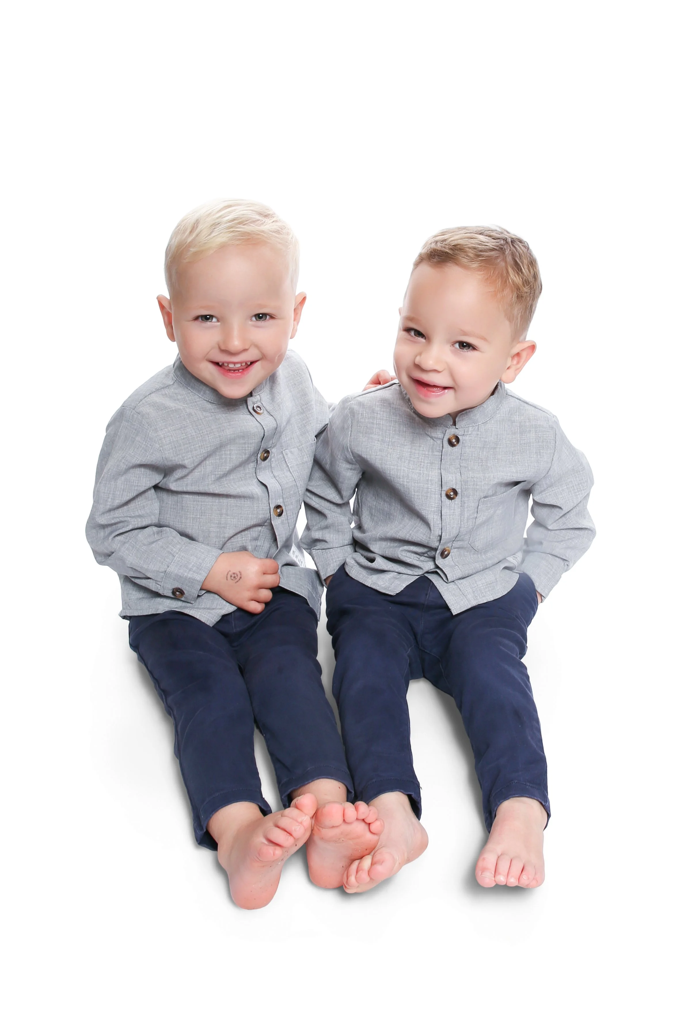 Twin boys portrait of a nursery children during a photography session in Sale
