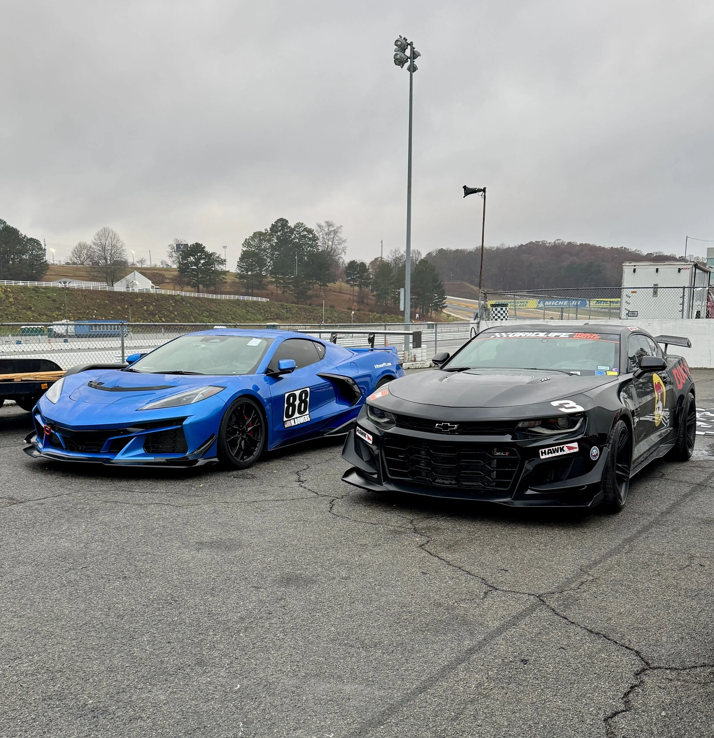 Matt's C8 Stingray and our ZL1-1LE Camaro at Road Atlanta.  We were enjoying another great trackday weekend of testing new parts and configurations to be sure what we offer is proven and not just HYPE!