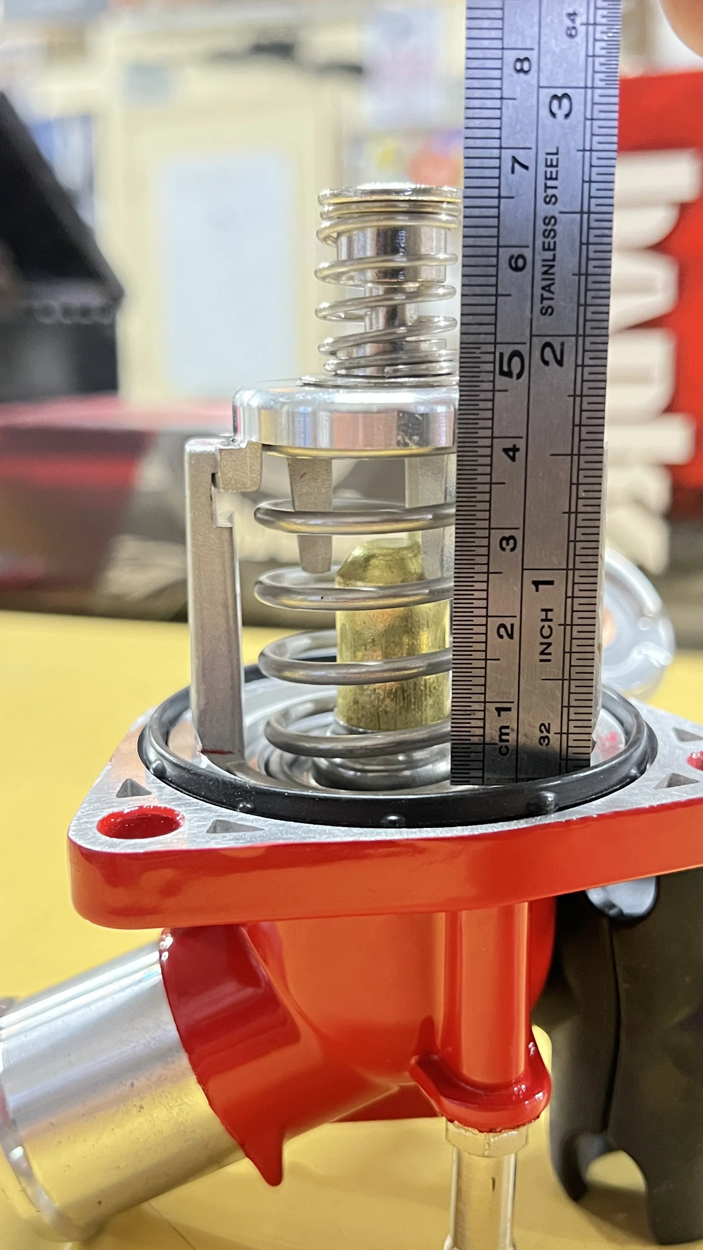 DMS Billet housing with LS3 Thermostat compared with LT4 Aluminum Thermostat OEM housing
