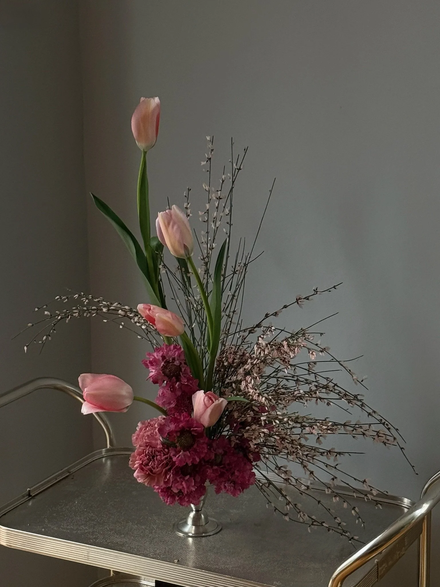 Pink event flowers rose carnation sculpture.JPG