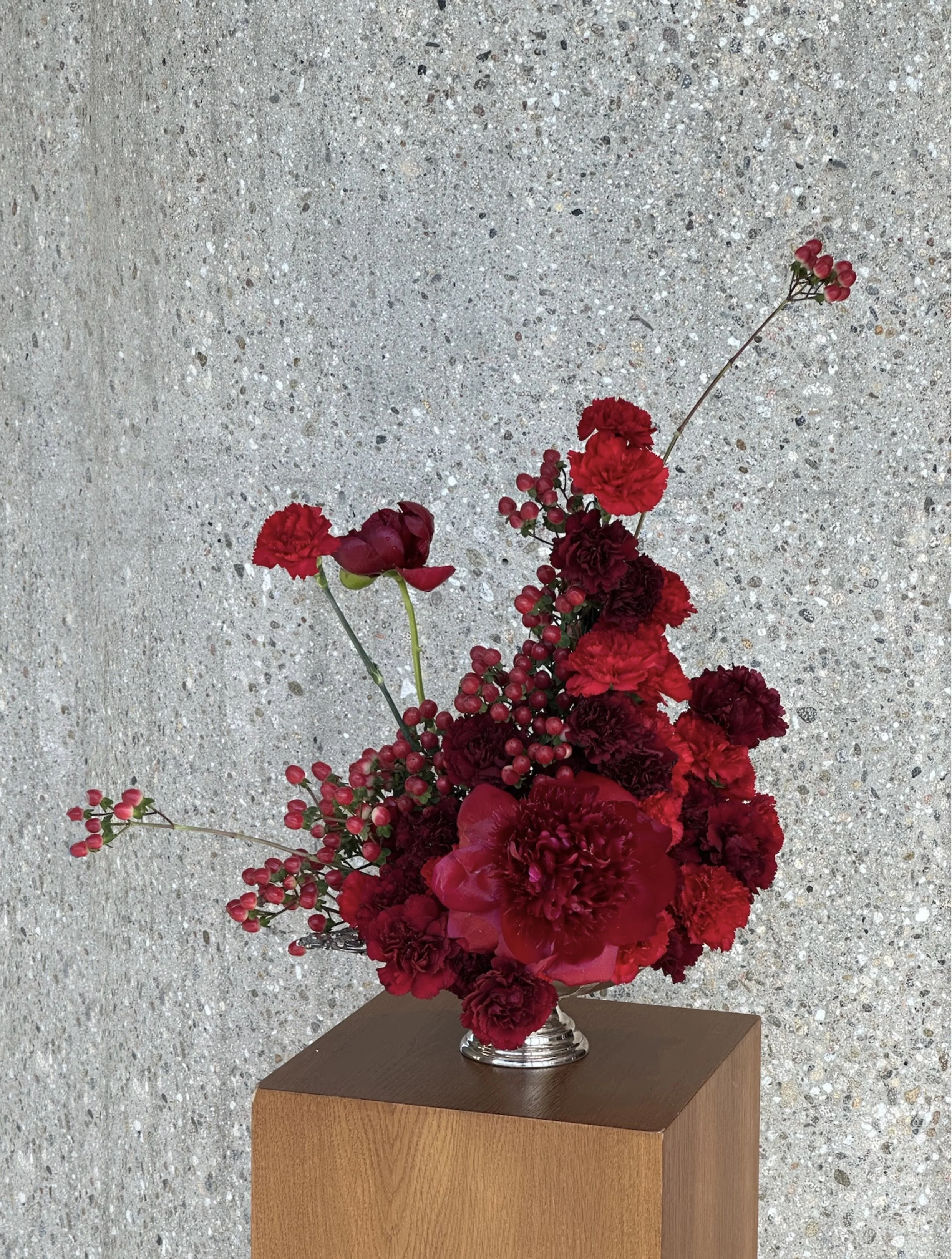 Red flower arrangement for event sculptural flowers.jpg