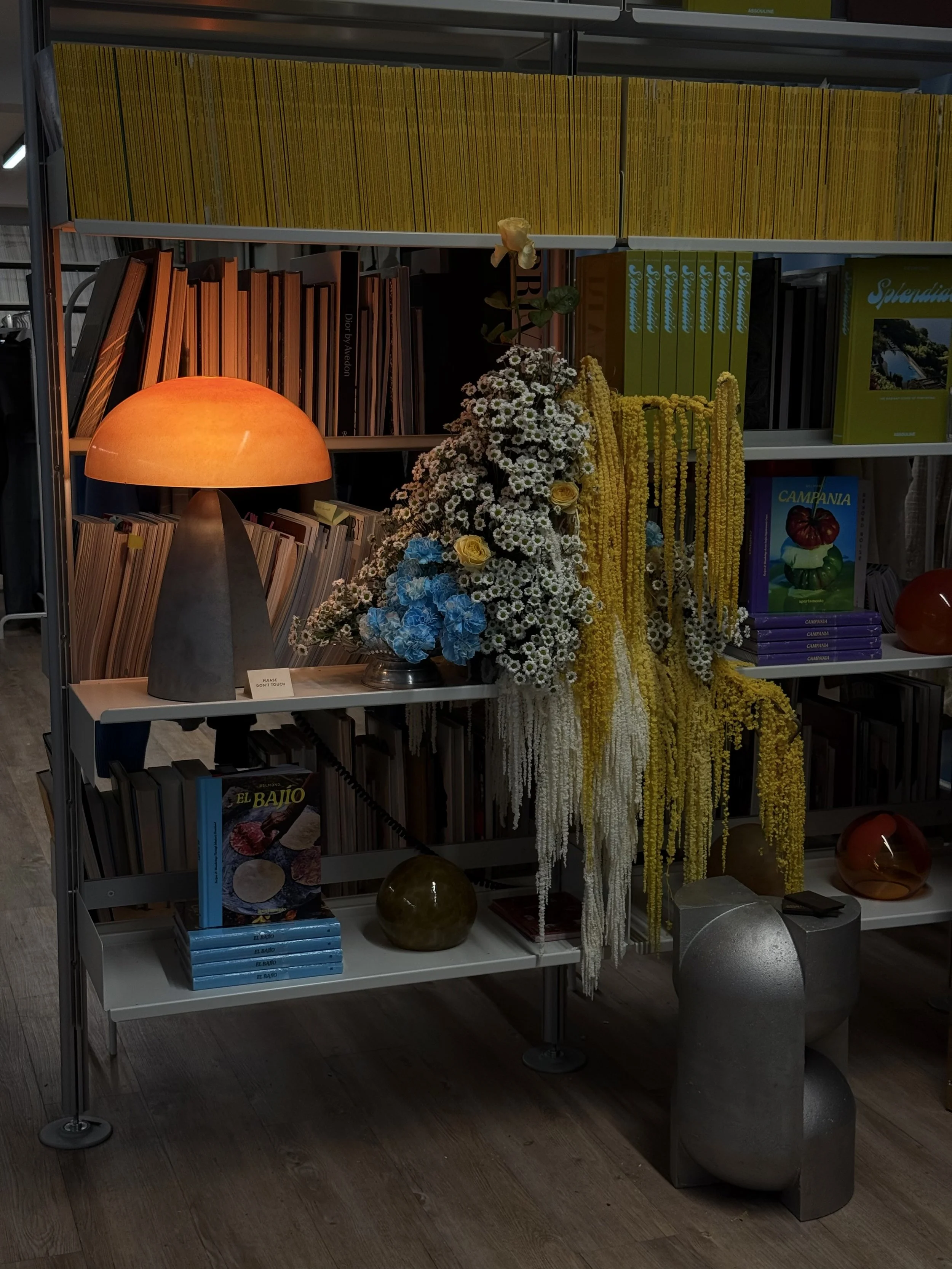 Yellow white blue flower sculpture event styling.jpeg