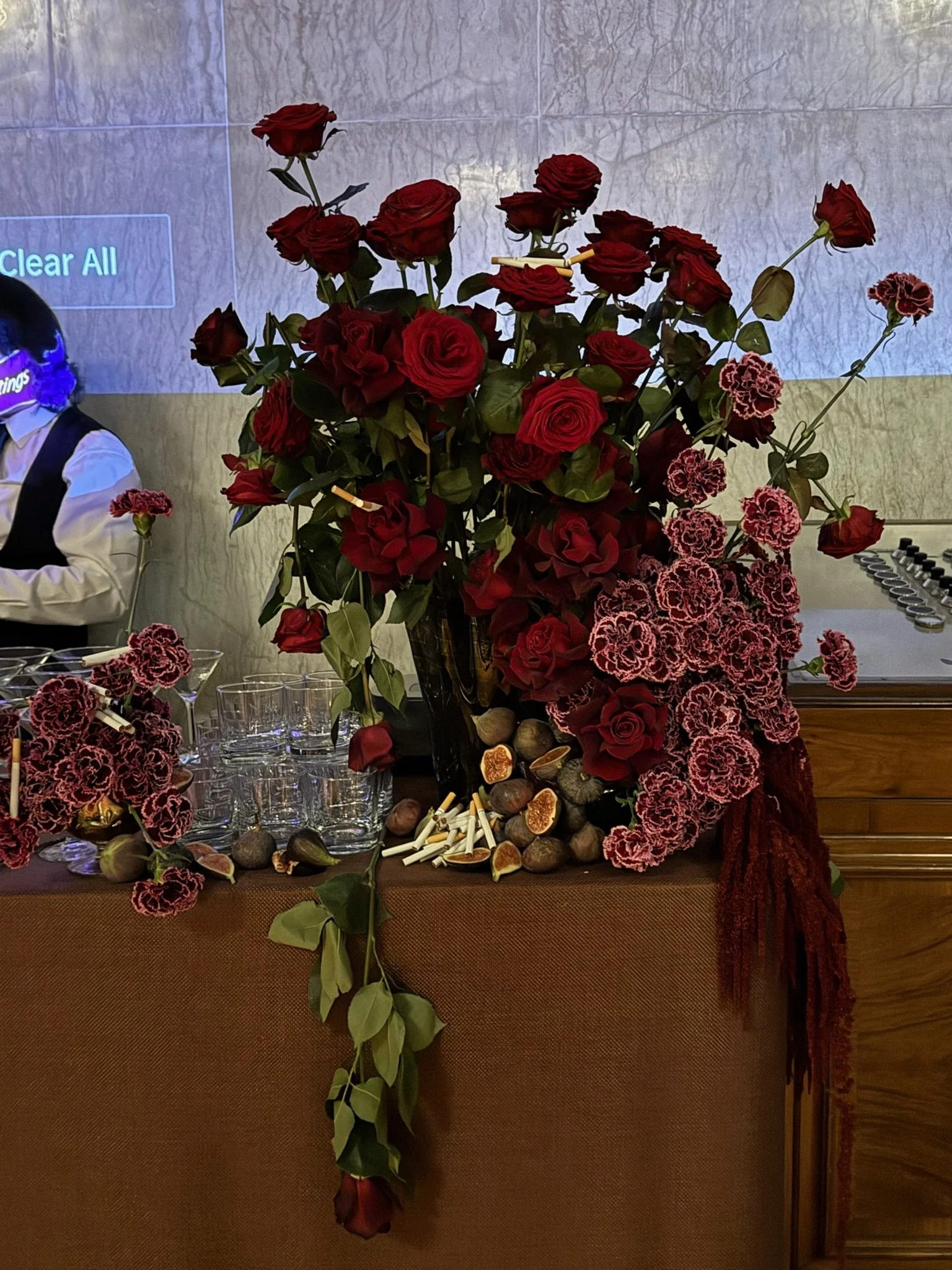 Event flowers styling cool bar arrangement.JPG
