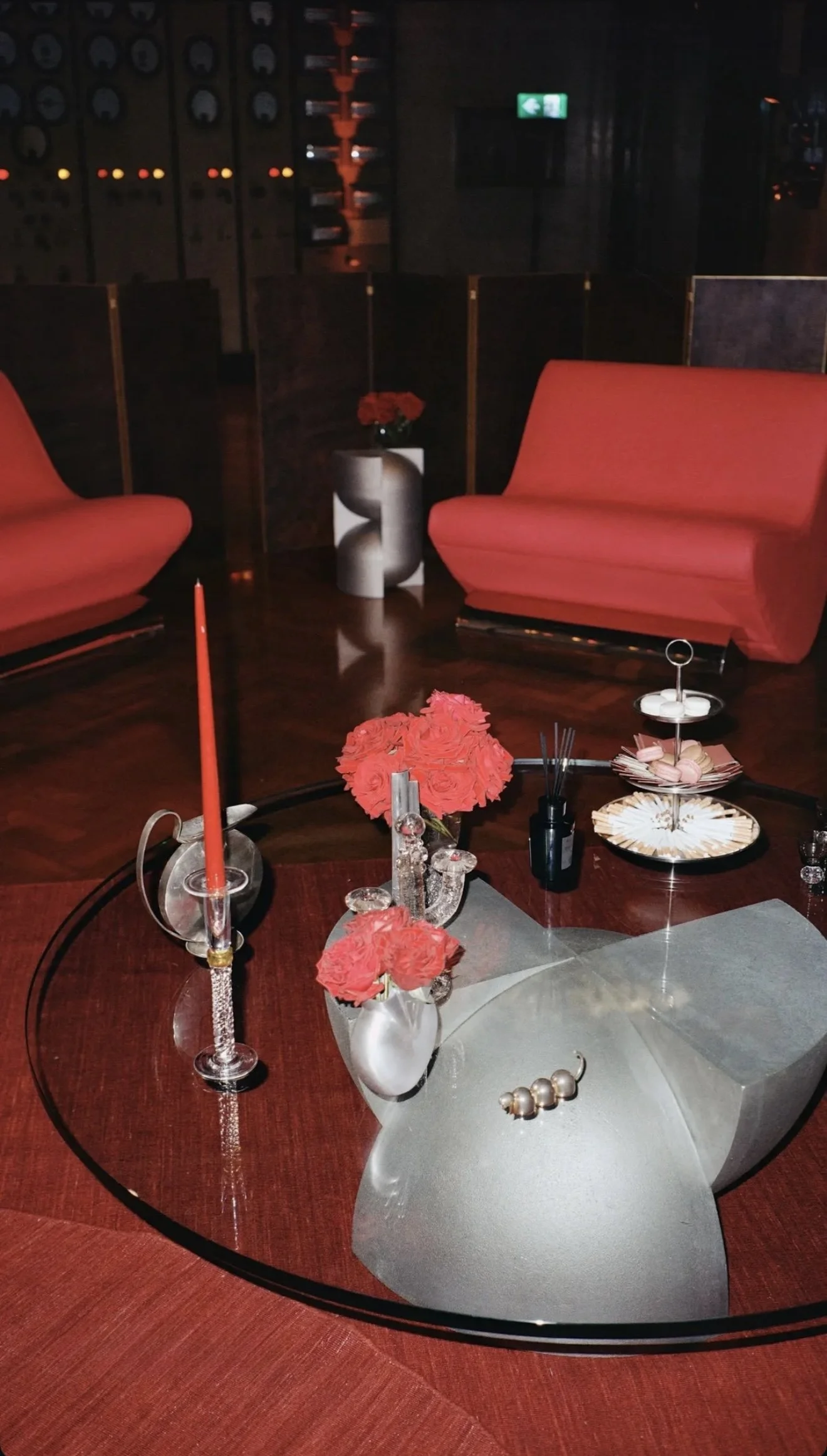 Event space styling photoshoot flowers table setting red carnations silver accesories .JPG