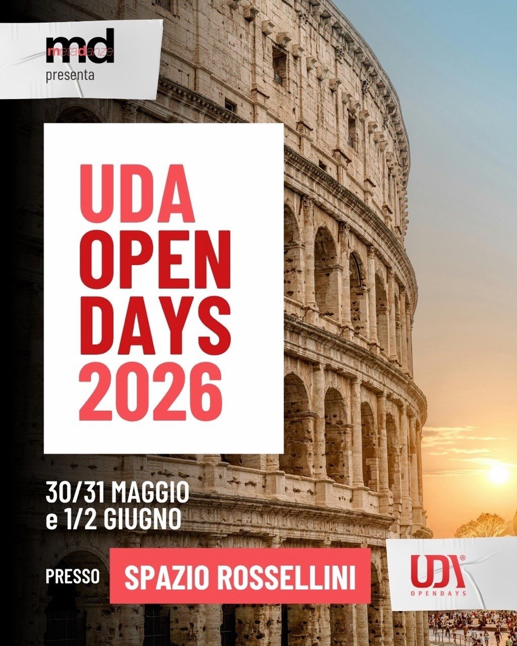 MetaDanze, progetto di CRDL, ATCL e ASI, presenta DanTe &ldquo;UDA OPEN DAYS&rdquo; il primo grande evento dedicato al mondo dell&rsquo;urban e della contaminazione.
Quattro giorni di attivit&agrave; allo allo Spazio Rossellini. Vi aspettiamo!