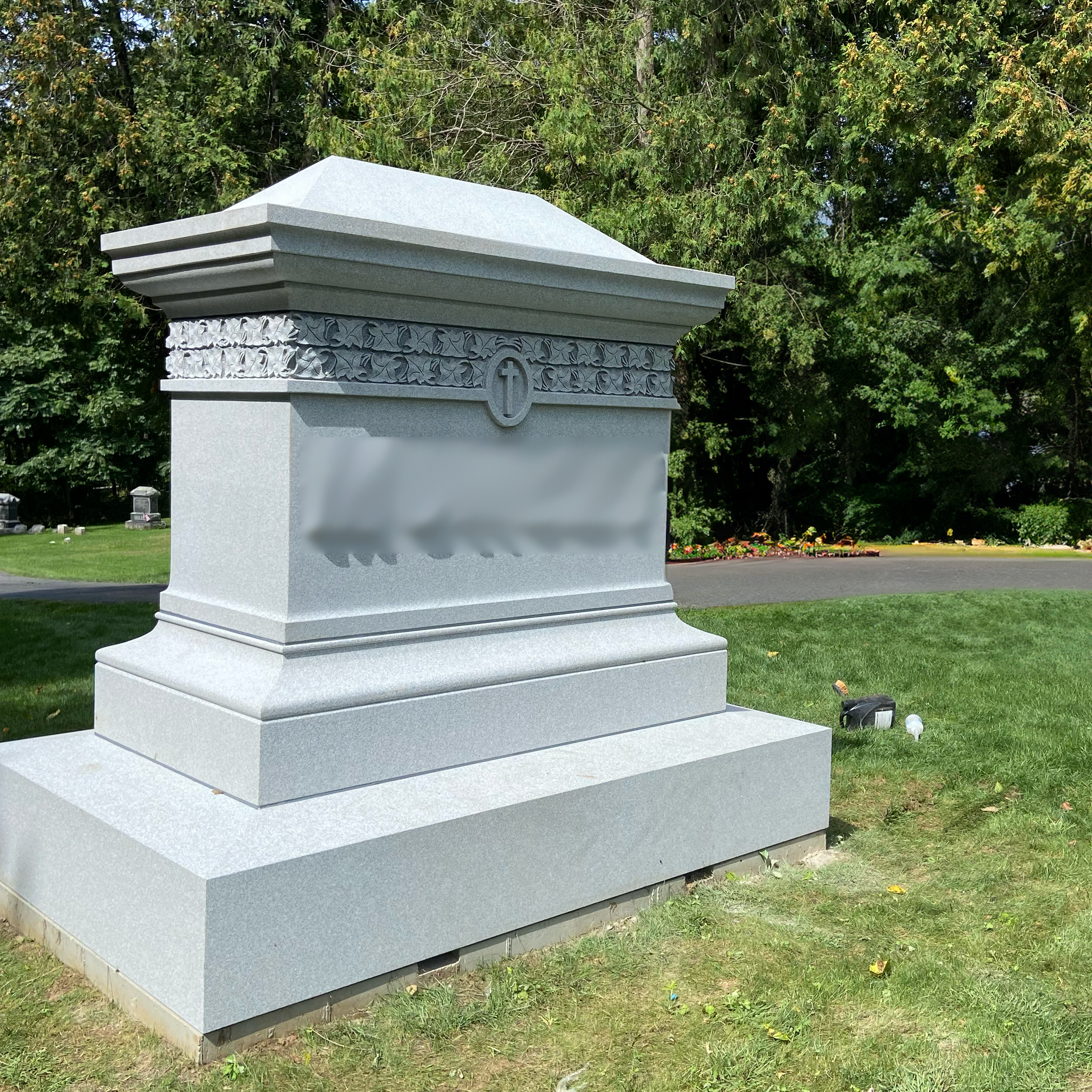 Custom granite family monument with personalized inscriptions