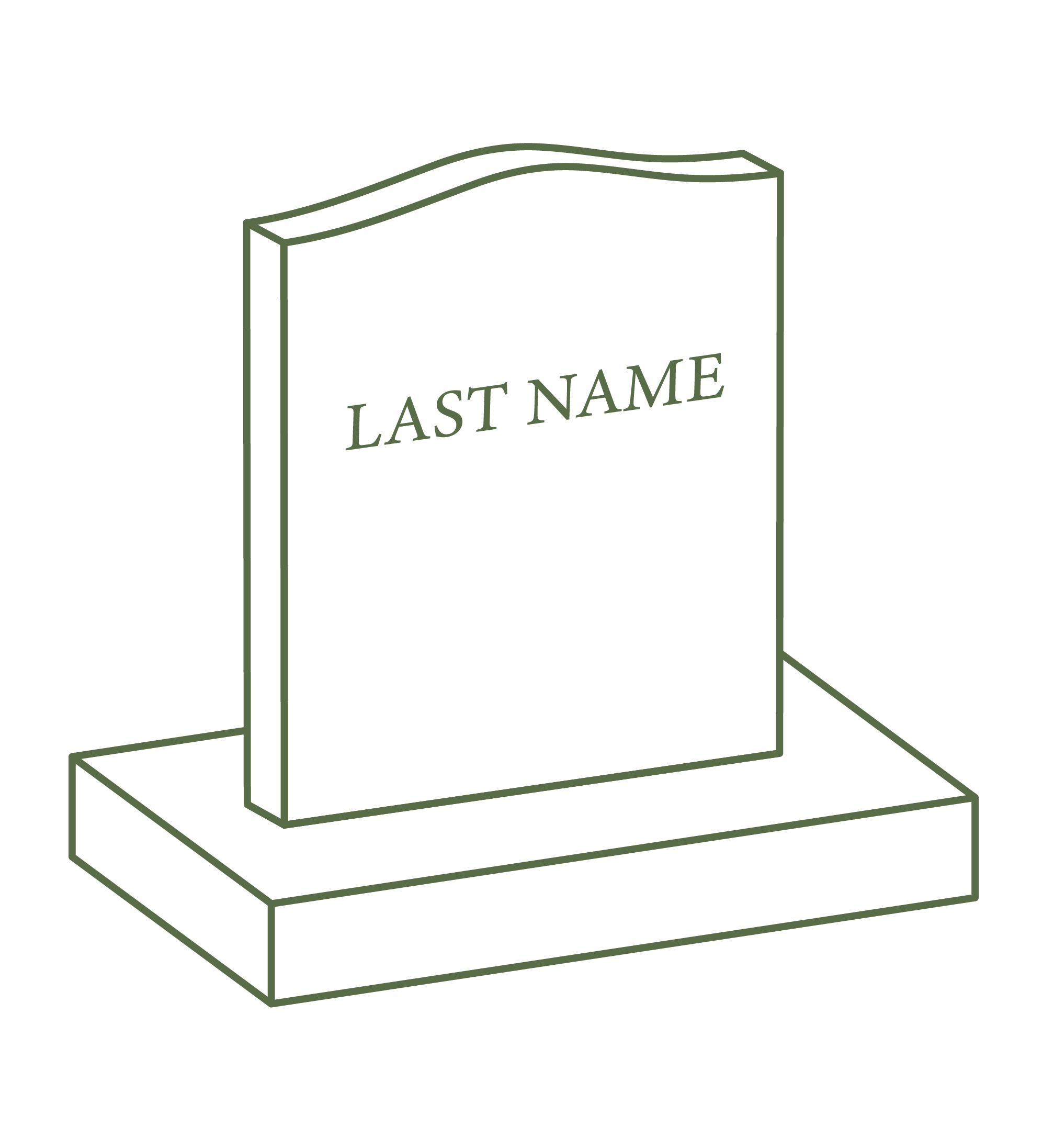 Illustration example of an upright single monument memorial design.