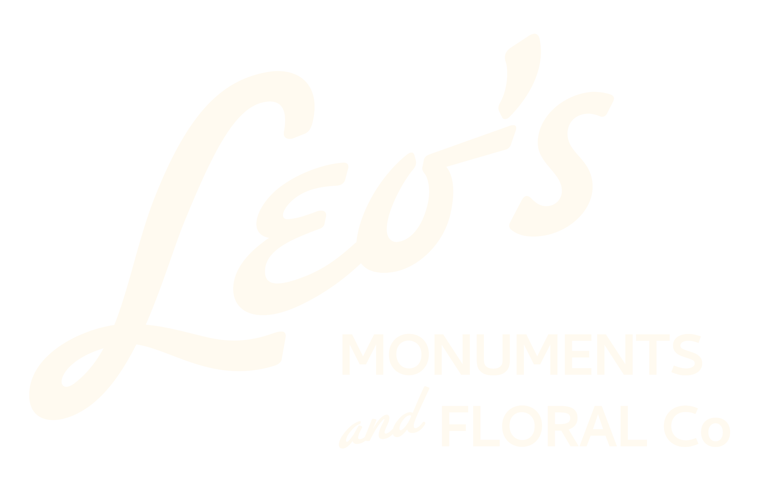 Logo for Lee's Monuments, Floral and Florist Co. in beige text on black background.