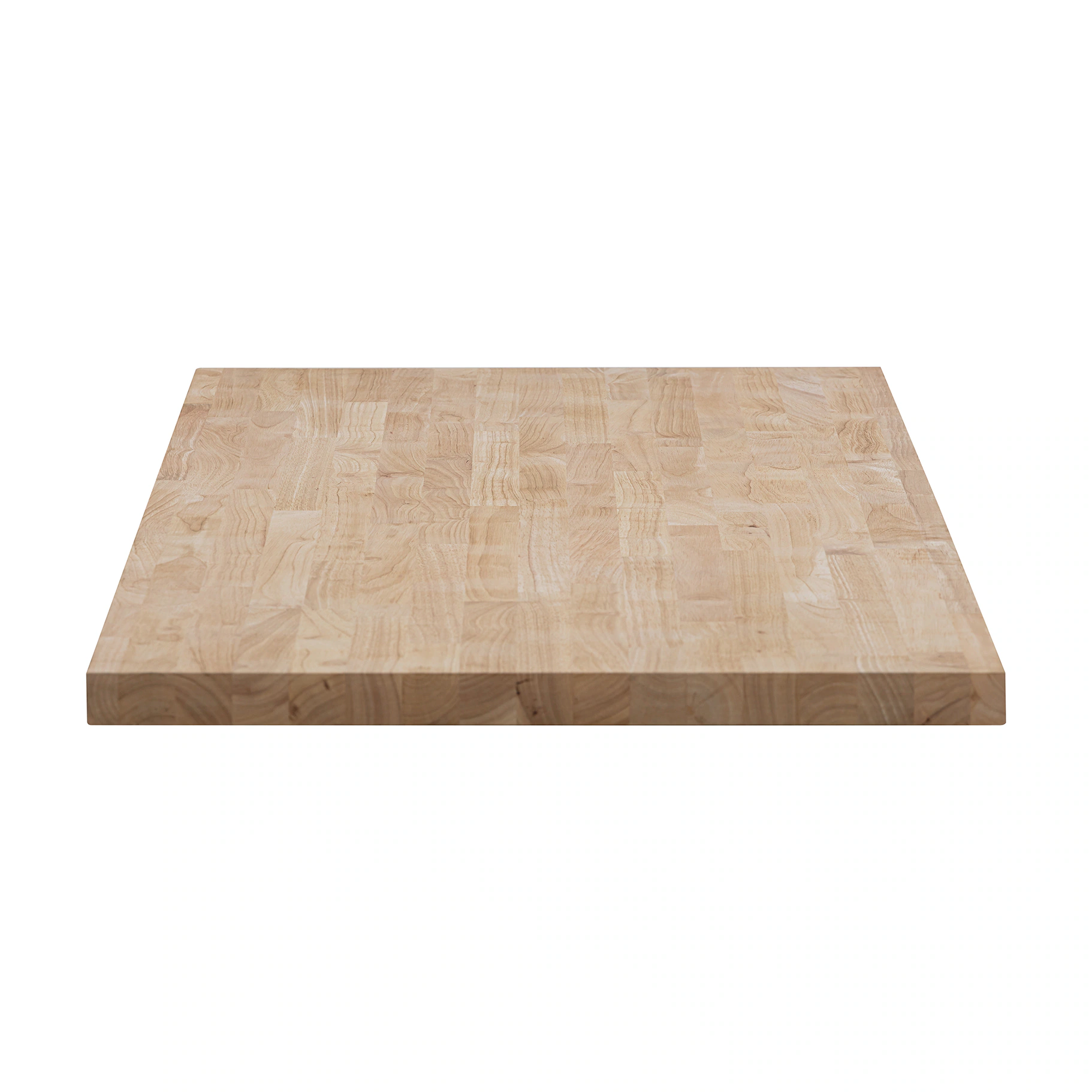 A rectangular piece of Hevea light-colored countertop wood.