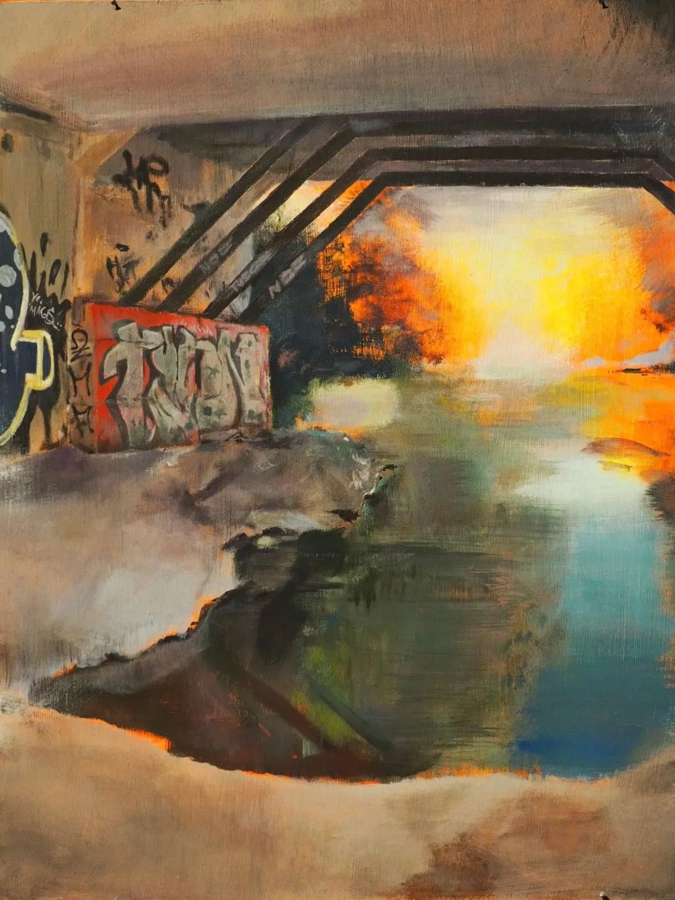 Under the bridge / Sillan alla

46 x 60 cm 
Acrylic paint on MDF board