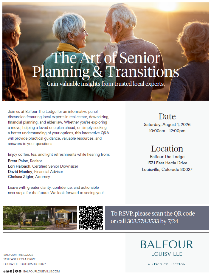 Event!: The Art of Senior Planning &amp; Transitioning at Balfour The Lodge, in Louisville, CO 