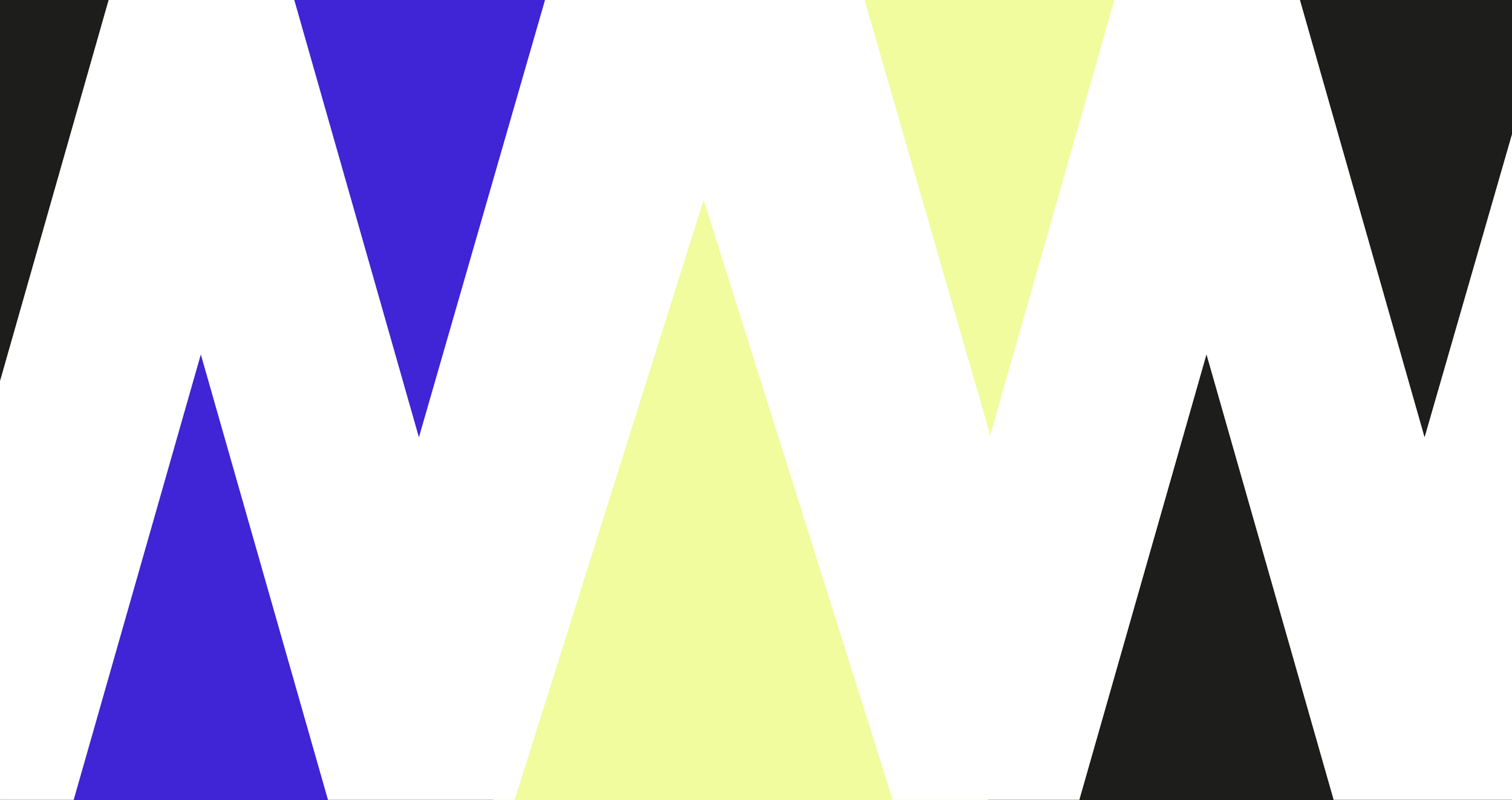 Abstraktes geometrisches Muster mit schwarzen, weißen, blauen und hellgelben Dreiecken.