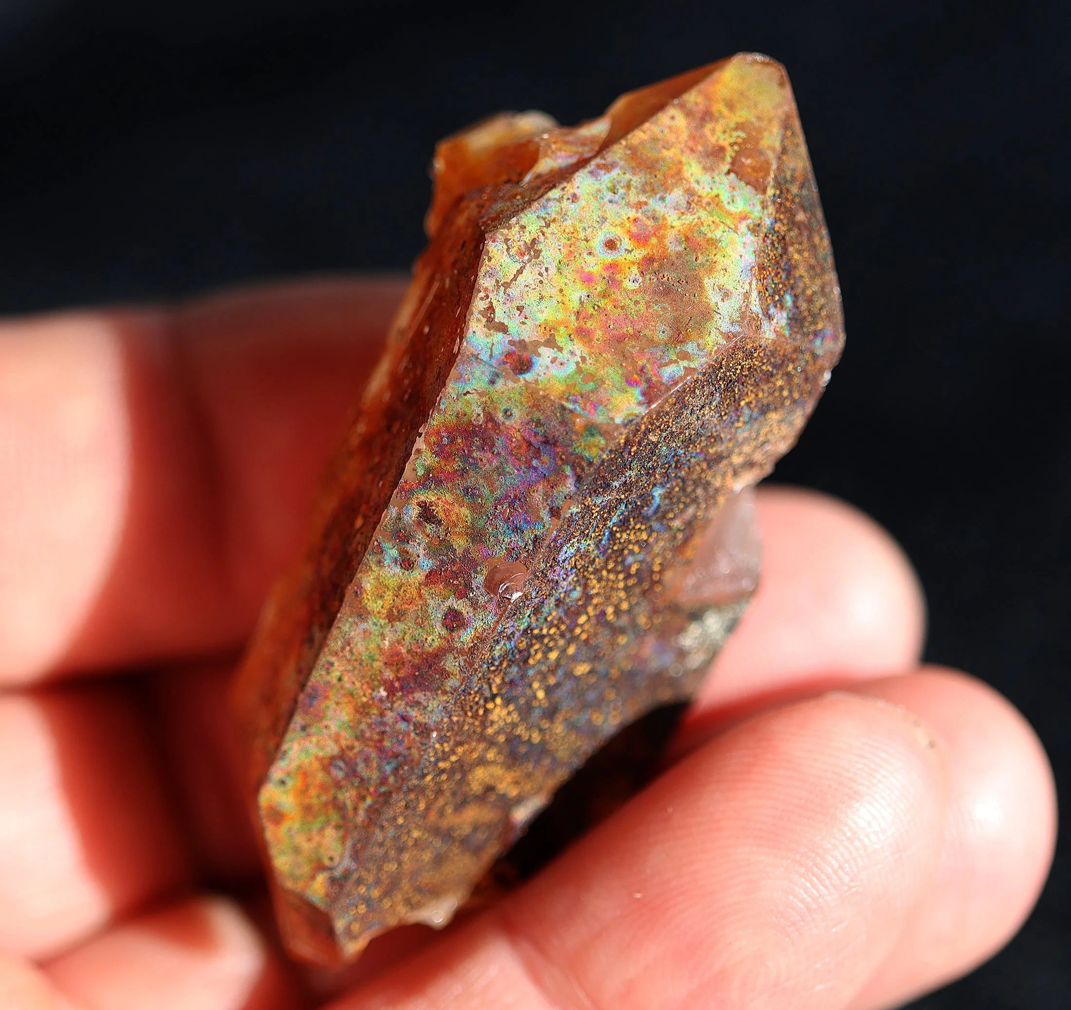 Natural Iridescent Iron coated Quartz. Montgomery Co., Arkansas