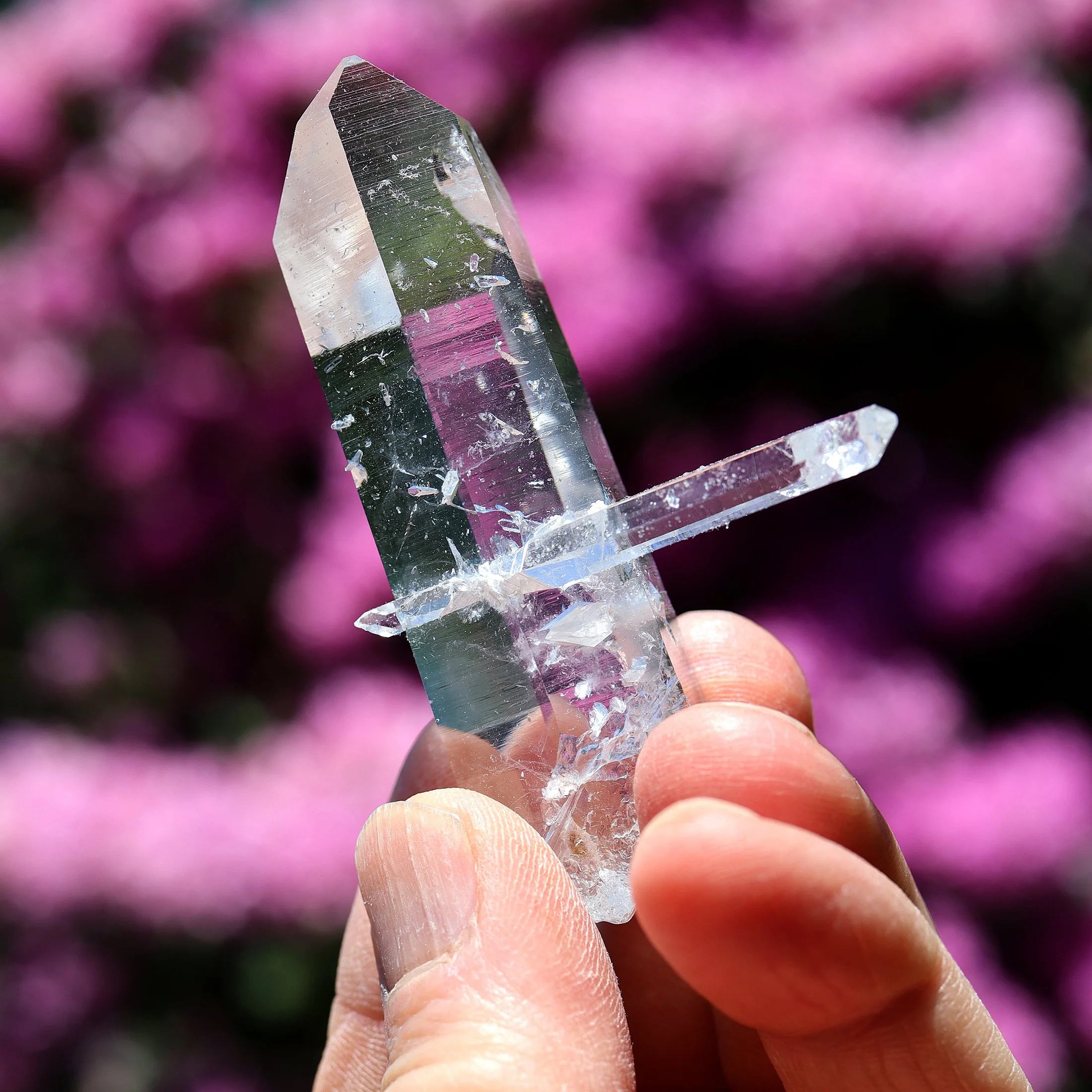 Colombian Quartz Crystal Point with Double Terminated Bridge Crystal