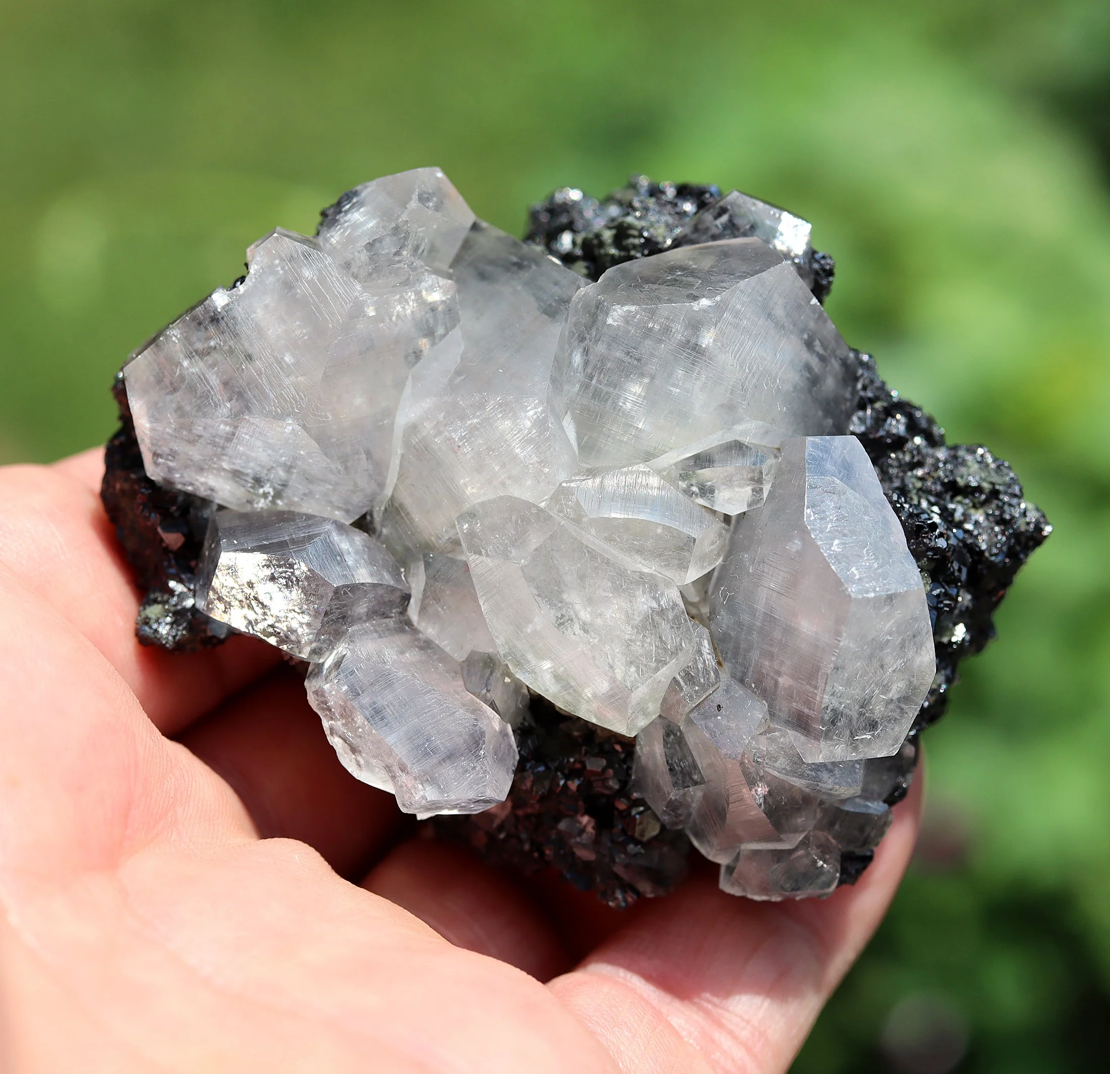 Calcite on Sphalerite, Galena from Japan. Kamioka Mine, Hida City, Gifu Prefecture, Chubu Tokai Region, Honshu Island, Japan. Excellent