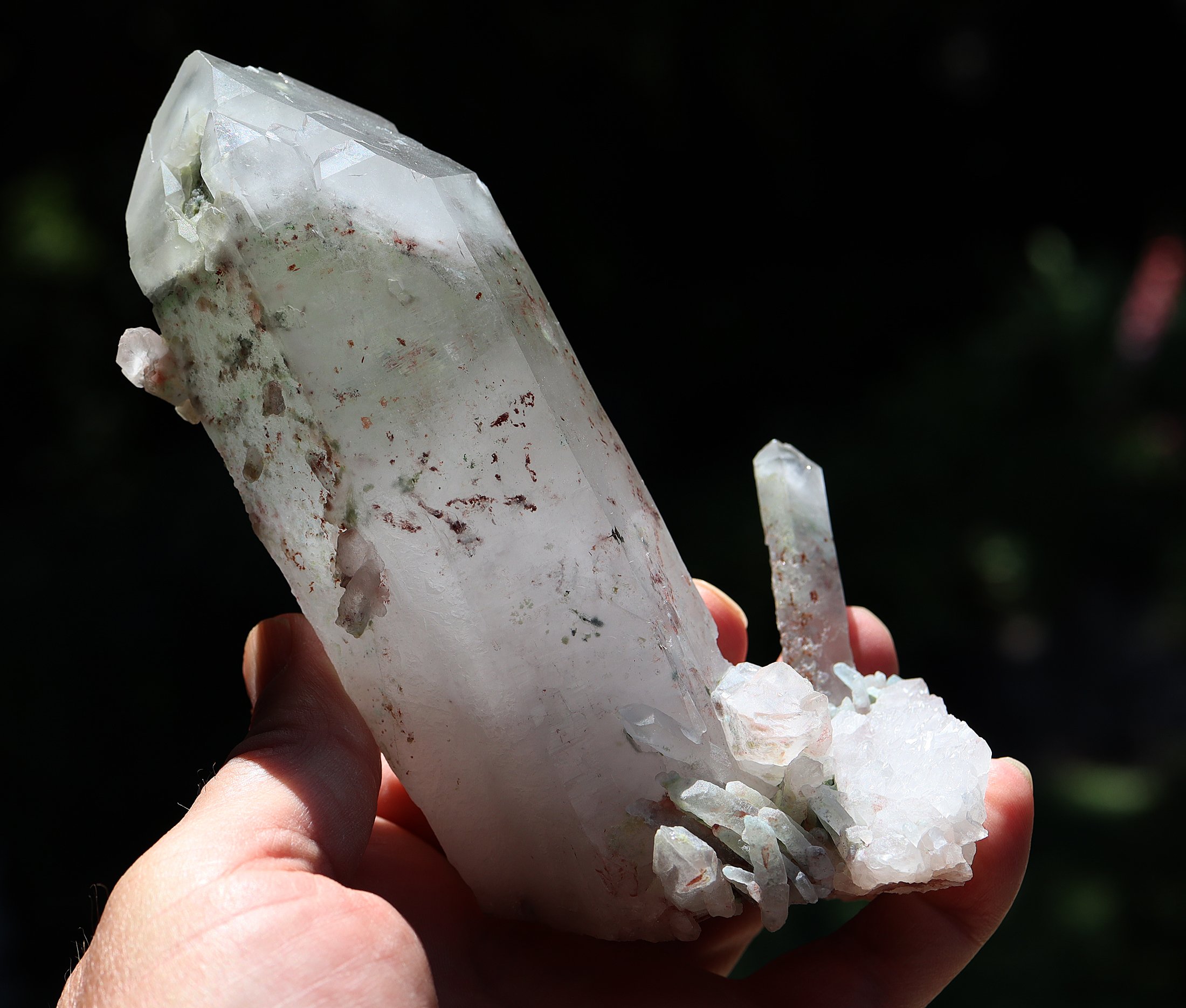 Messina Cathedral Quartz Point: Ajoite, Copper, Hematite Inclusions 6.5 inch