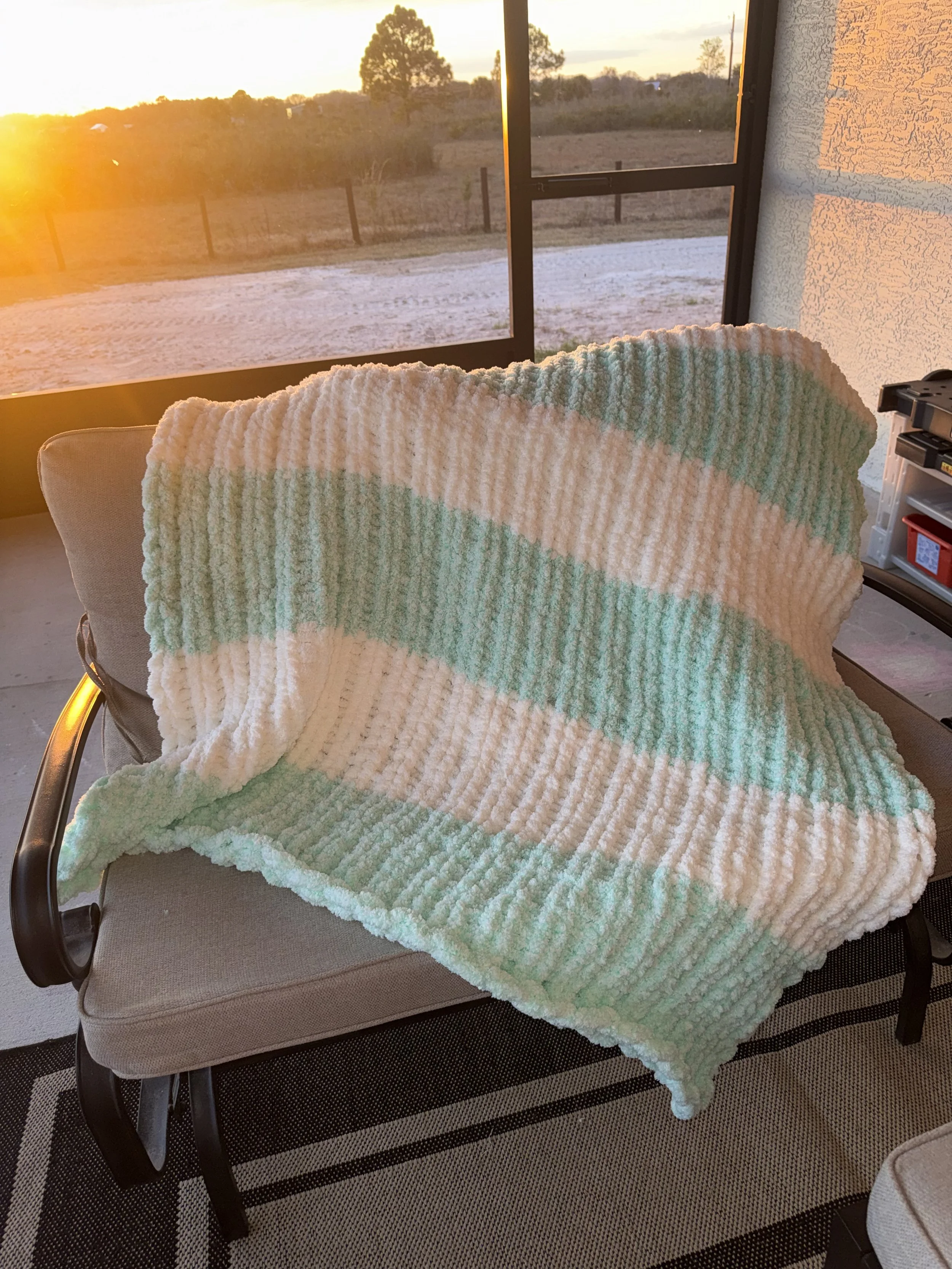 Mint Green and Cream Throw