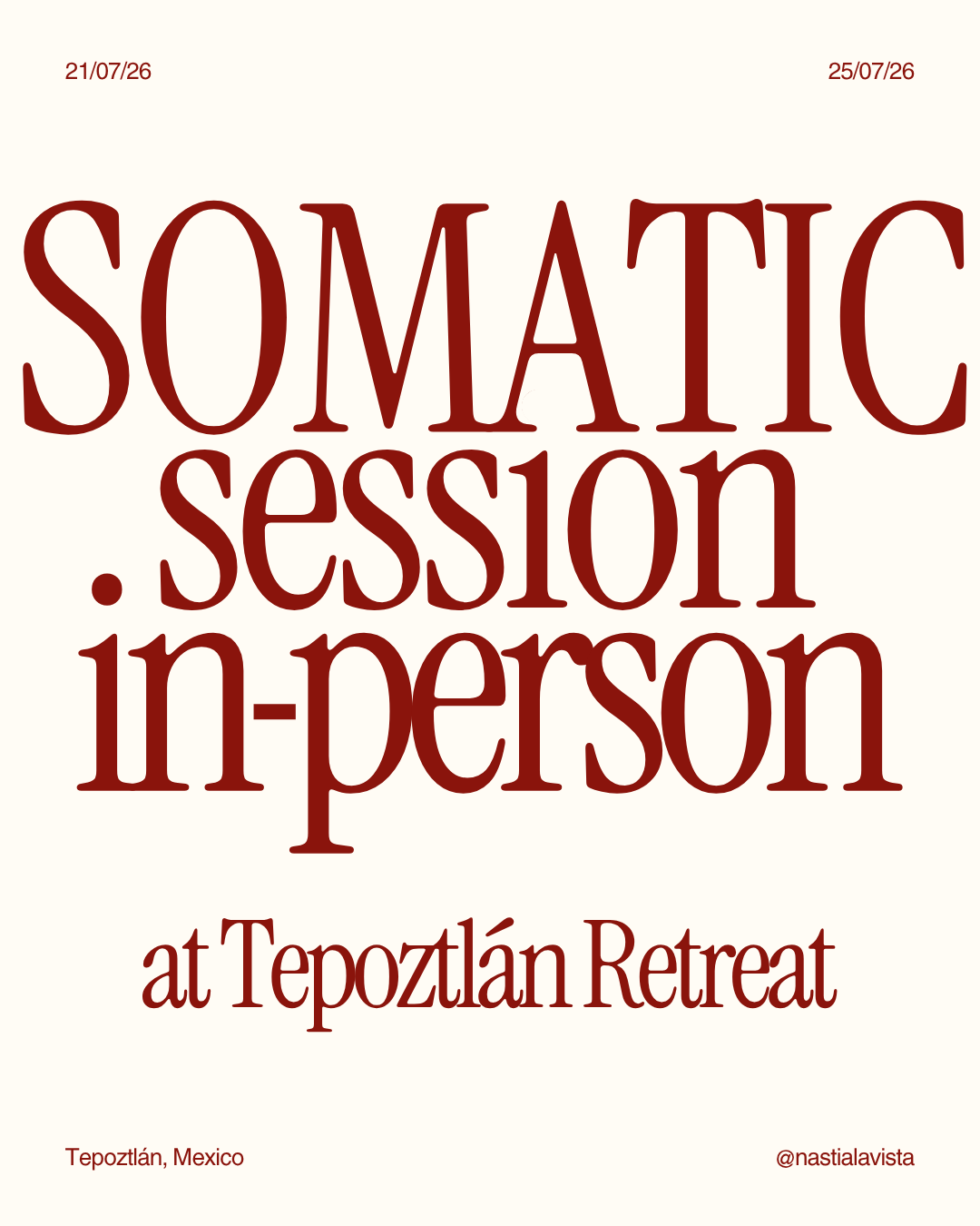 In-Person 1:1 Somatic Session with Nastia (4 spots)