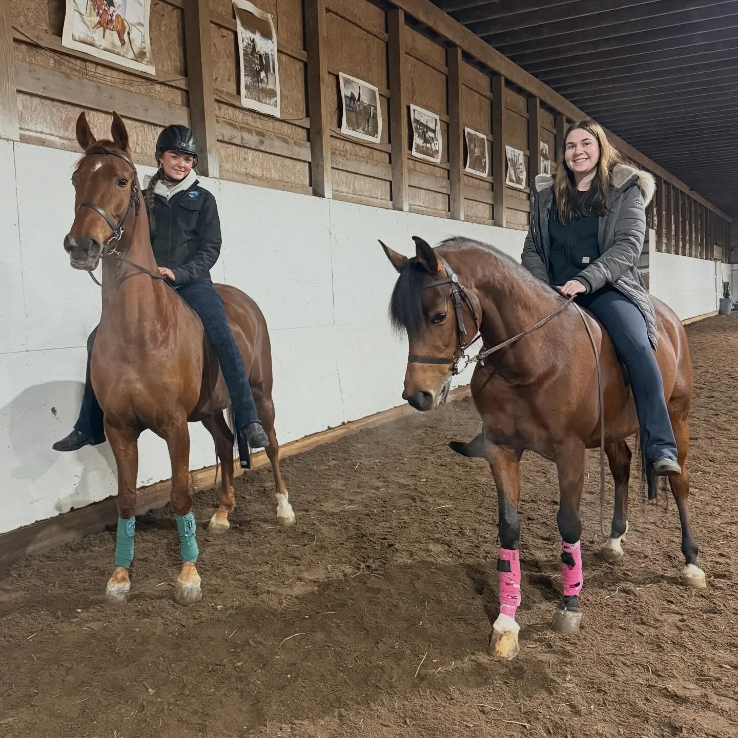 Who else is braving the cold this week to visit their ponies?! National champions and unanimous regional champions out for a little walking work and bareback 💪 10 degrees out but can&rsquo;t keep these girls away!