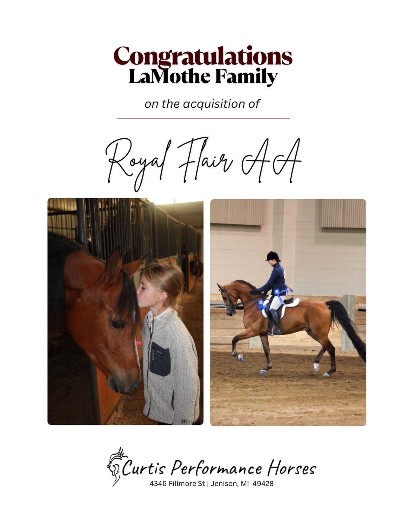 Congratulations LaMothe Family for daughter Rowan on the acquisition of Roy! We cannot wait to see you grow together and become an awesome team!