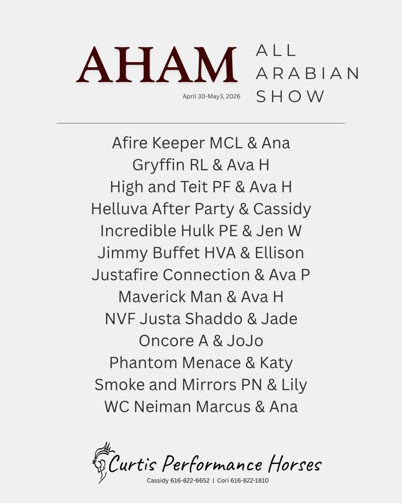 Good luck to all at AHAM! We sure do love showing close to home and can&rsquo;t wait for a fun weekend! ☀️ Stop by and say hi!