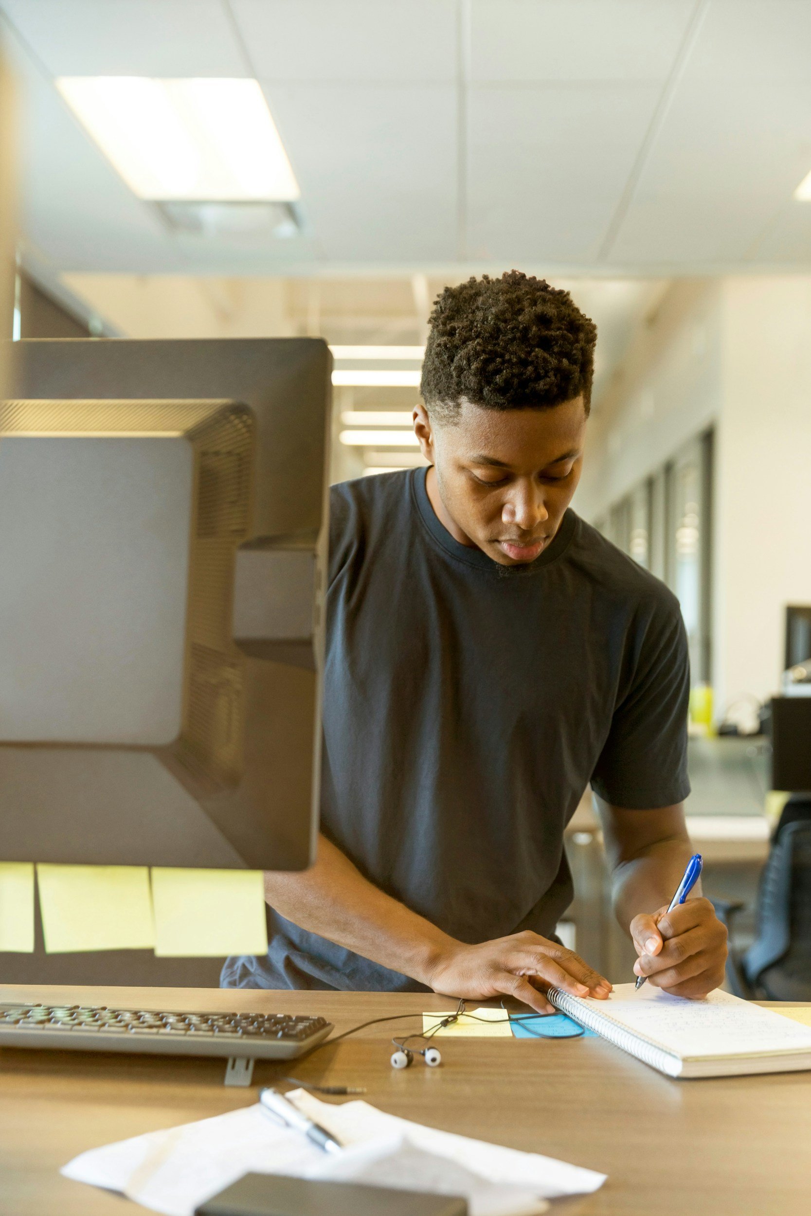 A person working at their desk