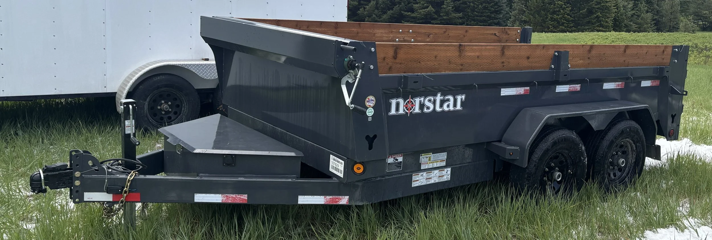 2026 Norstar 6'x12' Dump Trailer $99/day, $599/week, $2349/month HALF TON Towable! Electric hoist Roll-tarp, Ramps, and Tie downs/Chains included GVWR 9990 lb, Tare 3153 lb, Max Payload 6837 lb