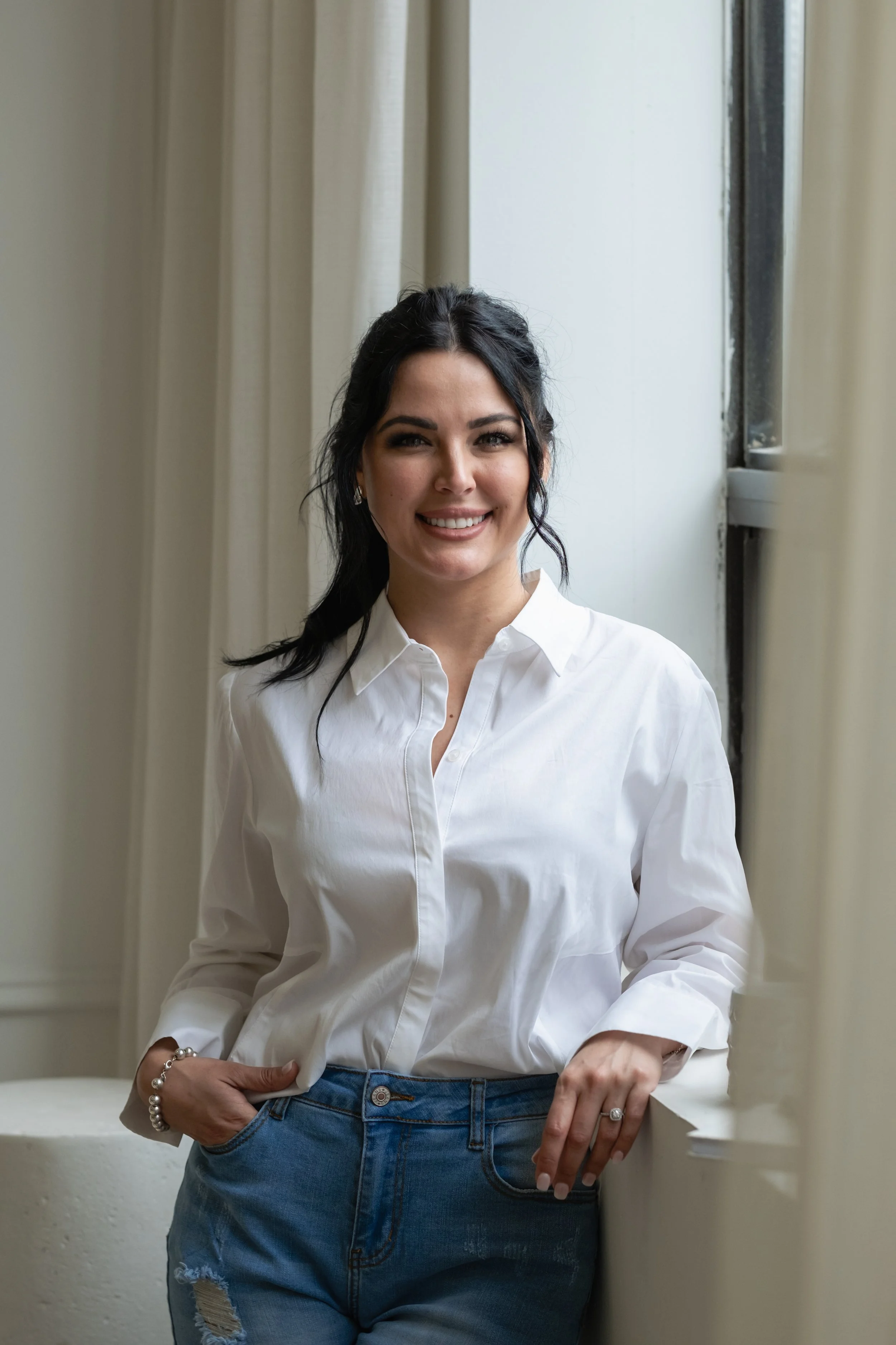 Woman in a white shirt