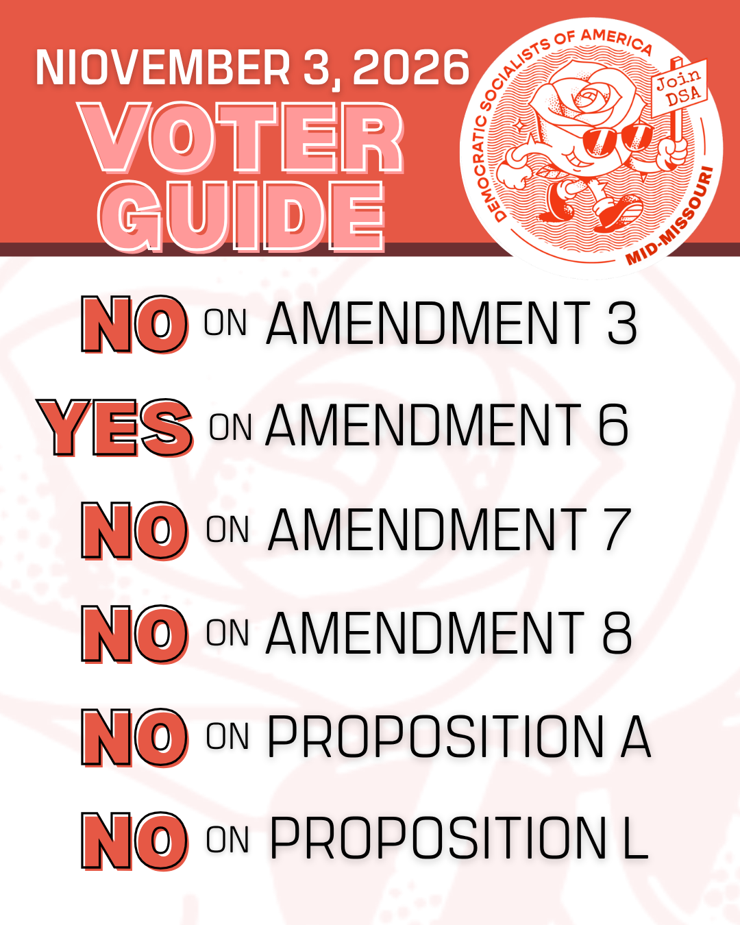 Mid-Missouri DSA November 3, 2026 Voter Guide
