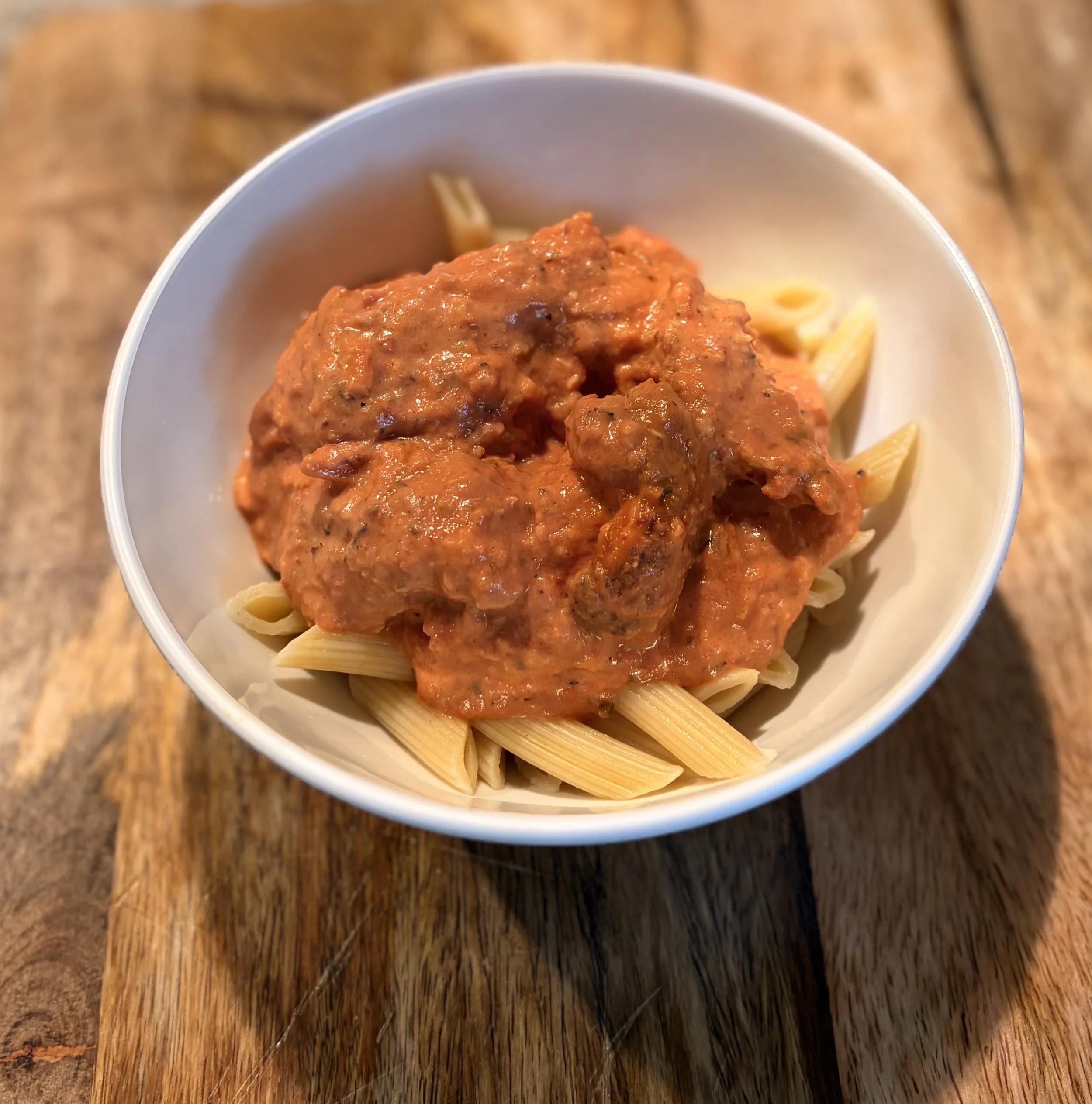 Penne with Pink Sauce with Chicken Cutlets
