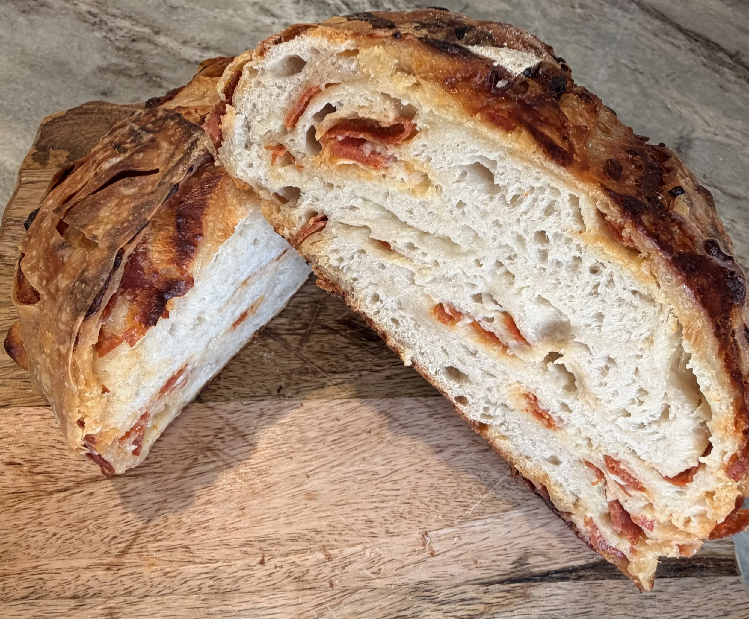 Pepperoni and Cheese Sourdough Loaf