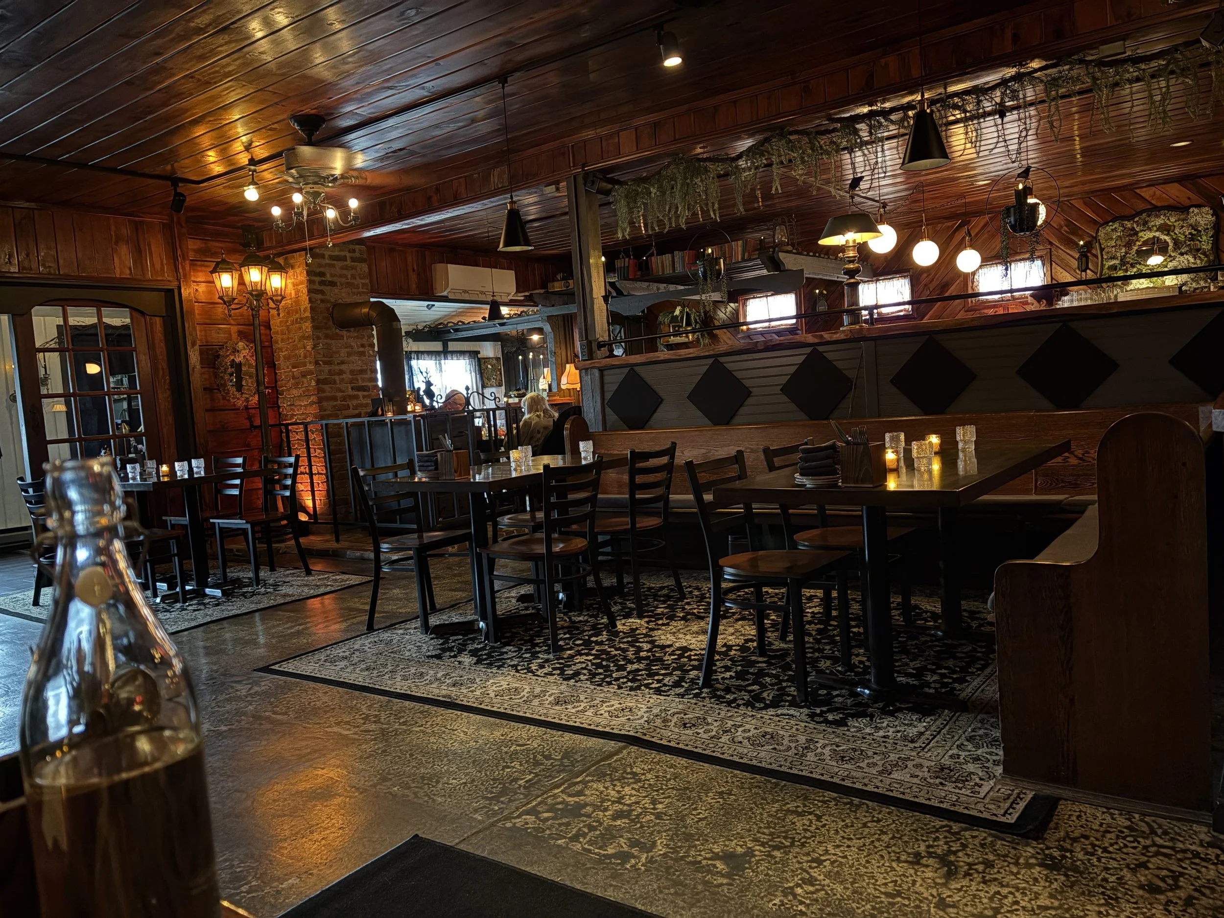 The inside of Woodshed on Park, what may be the best restaurant in the Adirondacks.