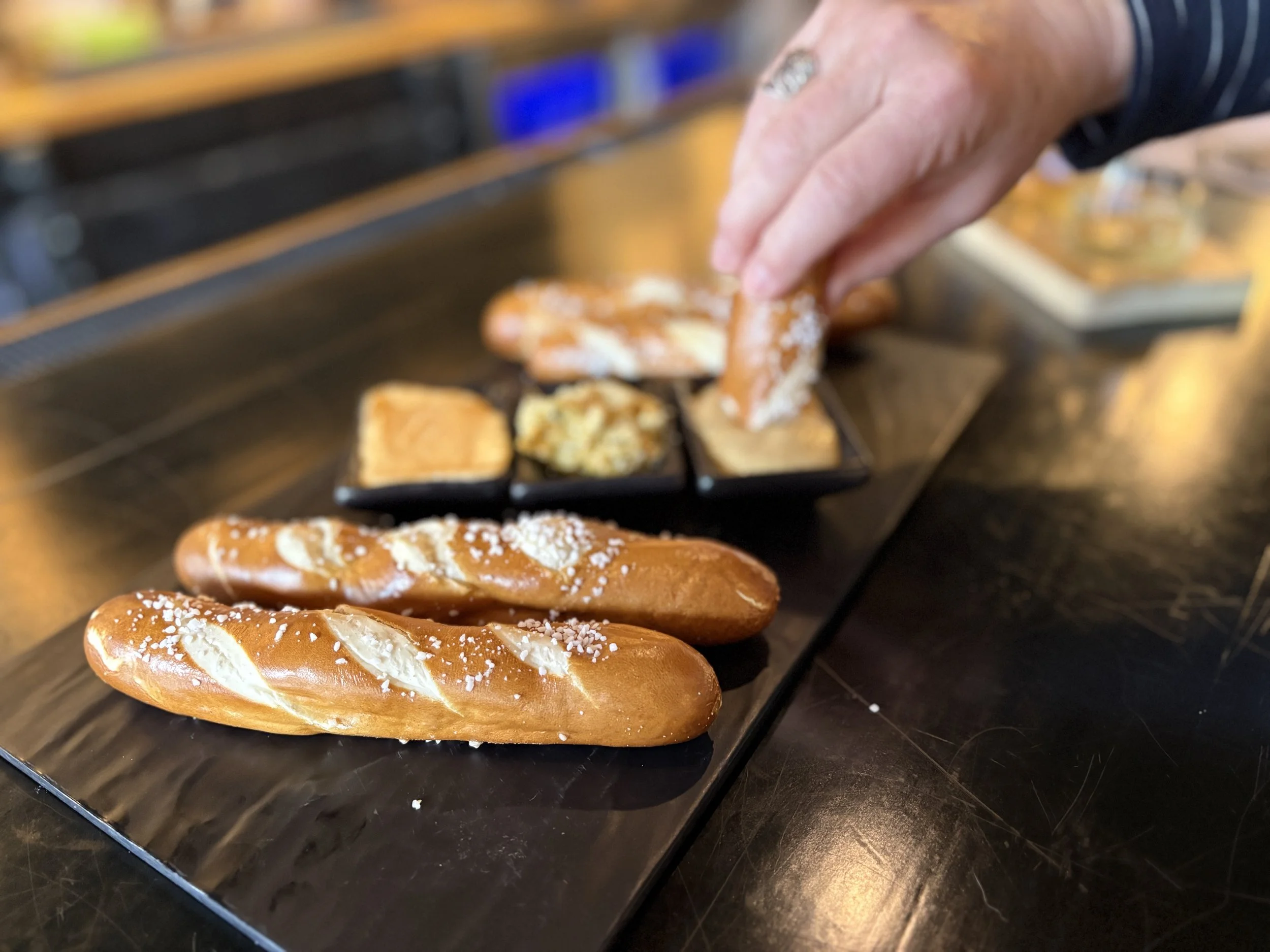 Pretzels and dips at Adirondack Winery