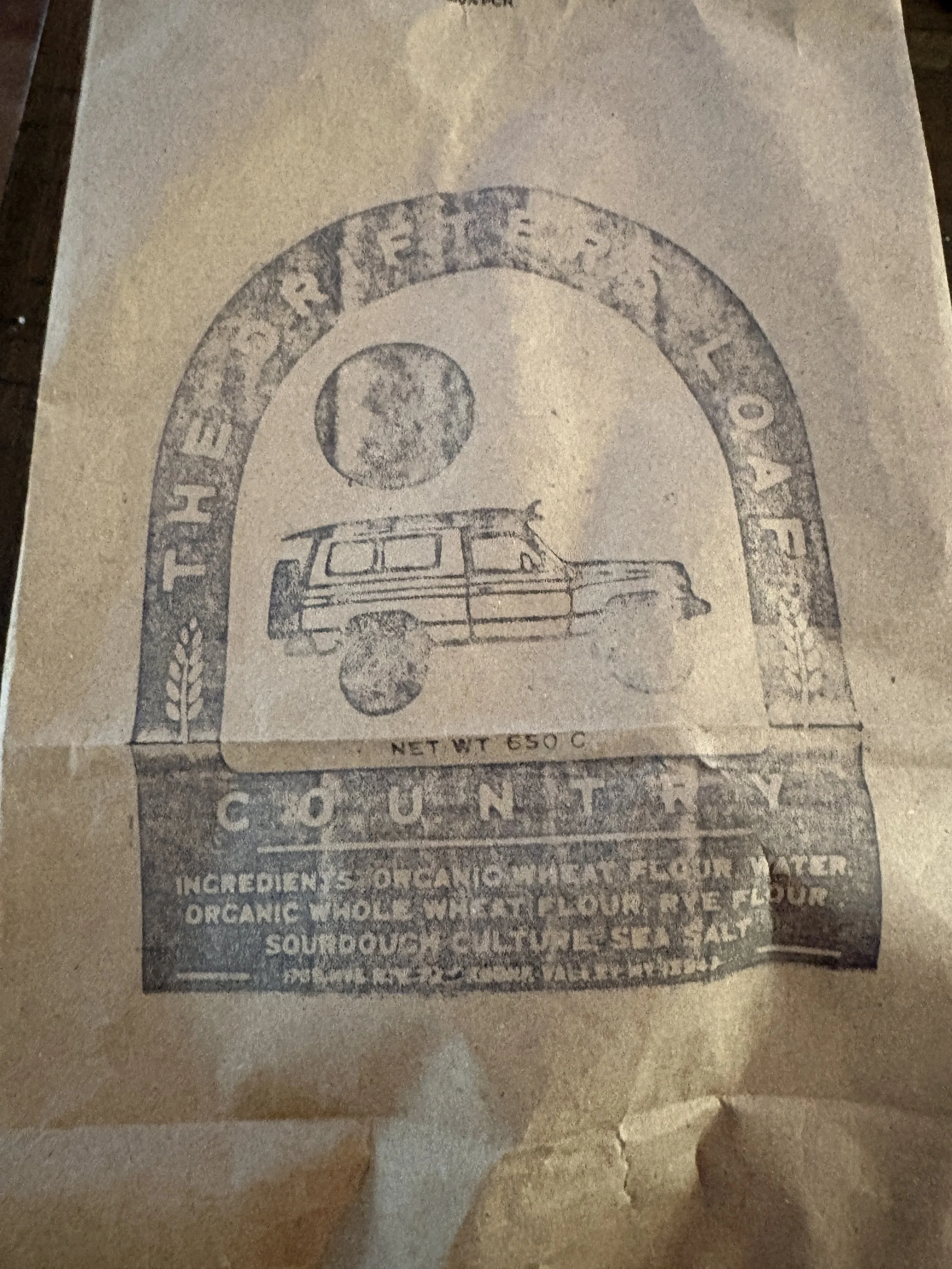 A bagged loaf of sourdough from The Drifter's Loaf.