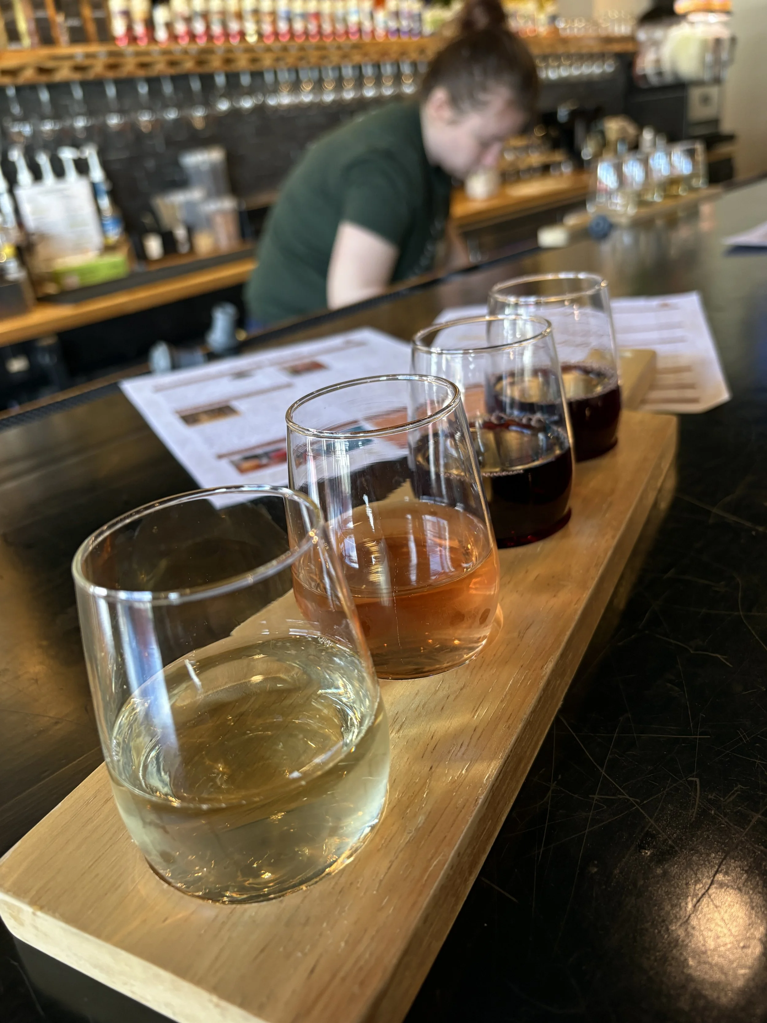 A wine flight at Adirondack Winery