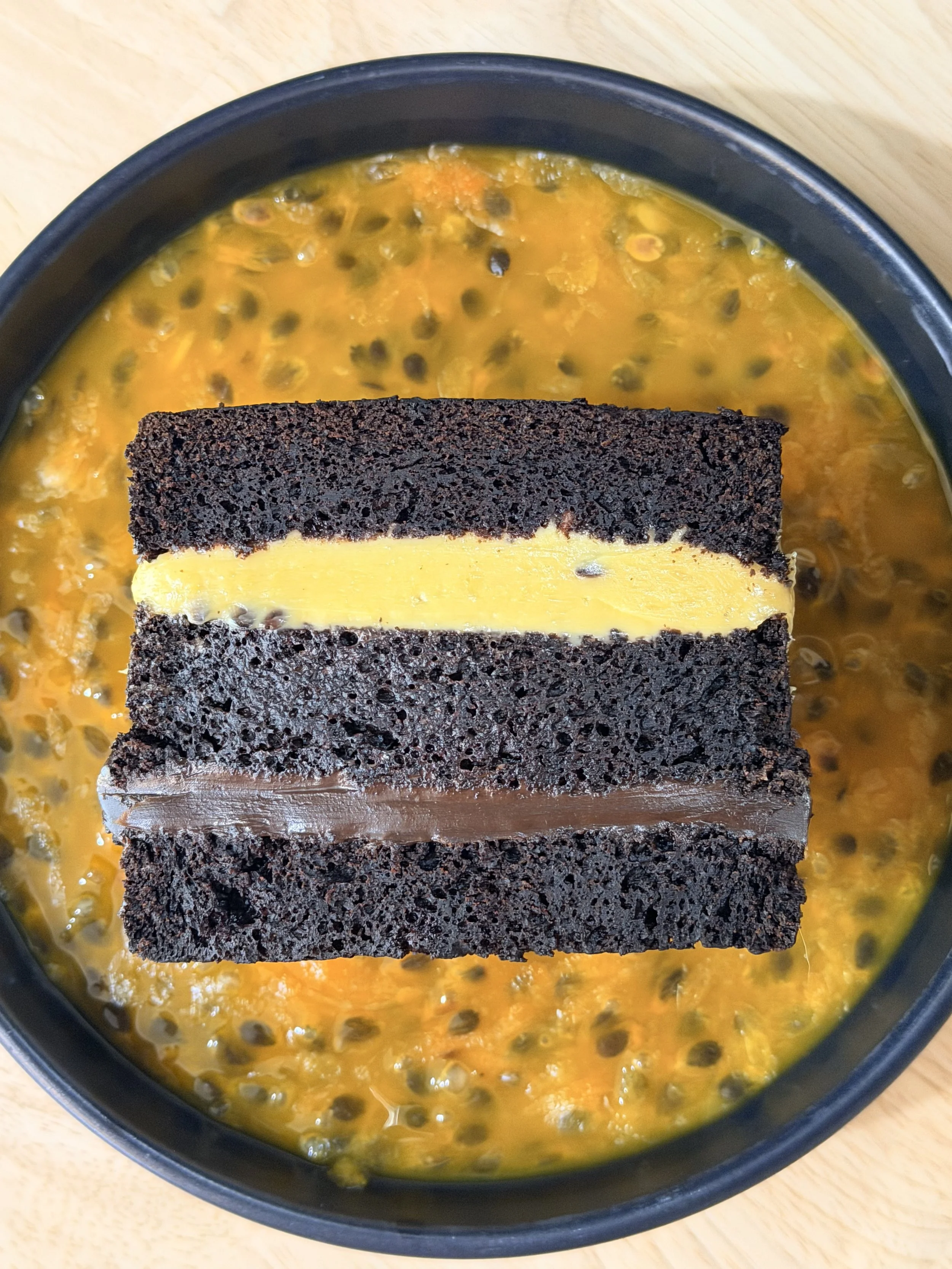 Chocolate Cake with Passion Fruit - Slice