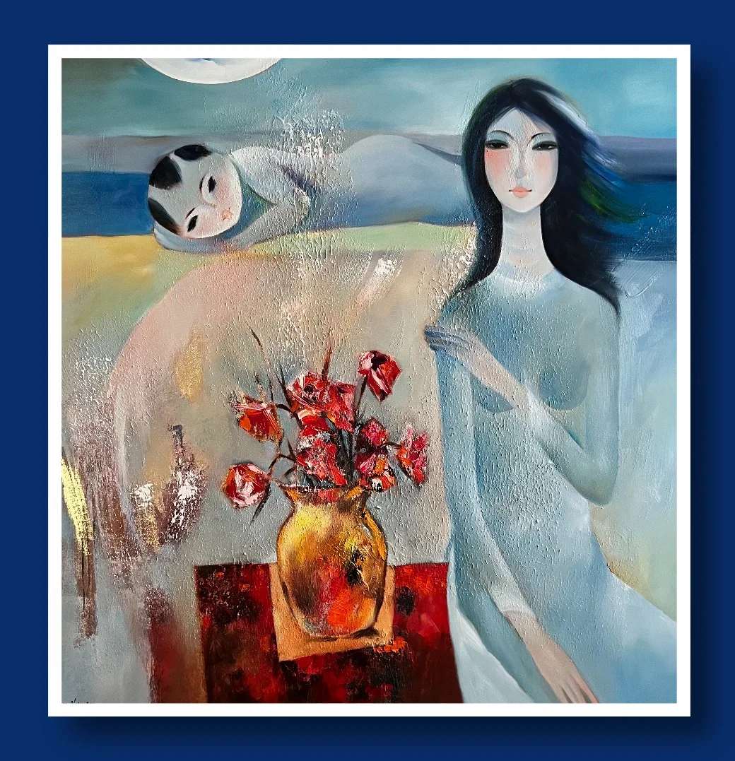 Mother and Sleeping Child during Nightfall • Oil on Canvas • 40 x 40 in (101.6 x 101.6 cm)