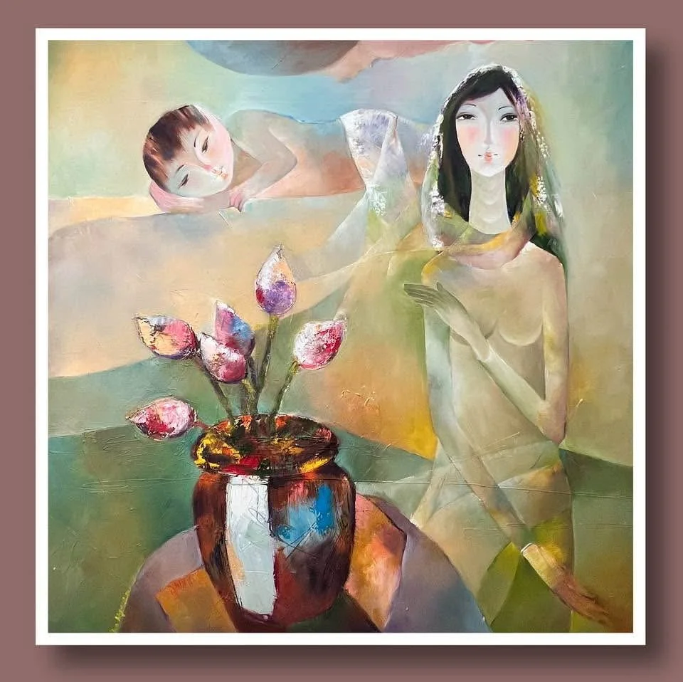 Mother and Sleeping Child • Oil on Canvas • 37 x 36 in (94 x 91 cm)