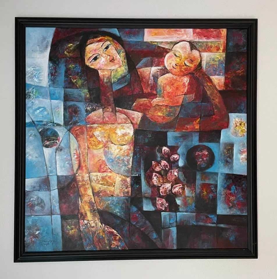 Mother and Child • Oil on Canvas • 32 x 32 in (81.3 x 81.3 cm)