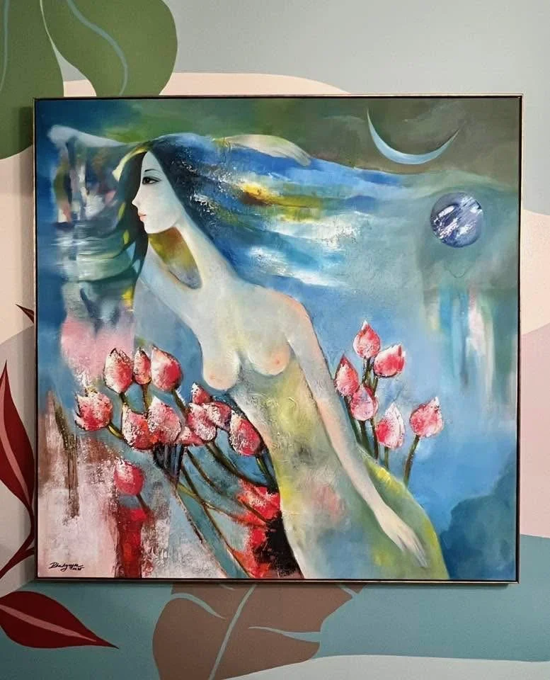 Nude with Lotus • Oil on Canvas • 40 x 40 in (101.6 x 101.6 cm)