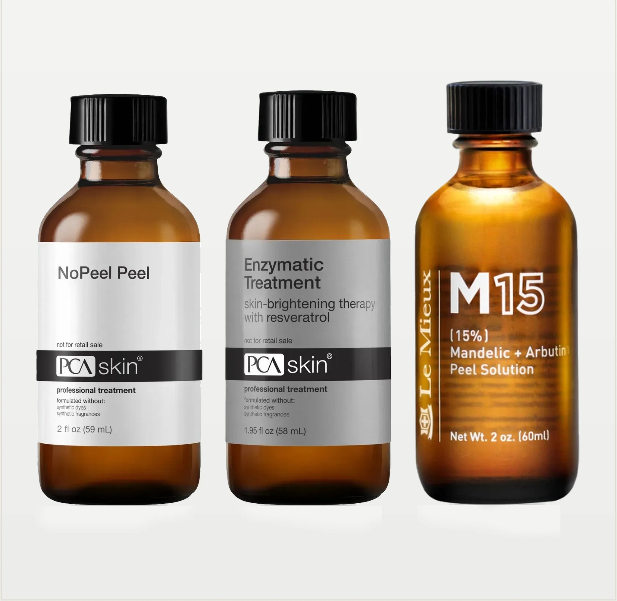 PCA skin, including NoPeel Peel, Enzymatic Treatment, and Mandelic + Arbutin Peel Solution in custom facial at Beyond Facials