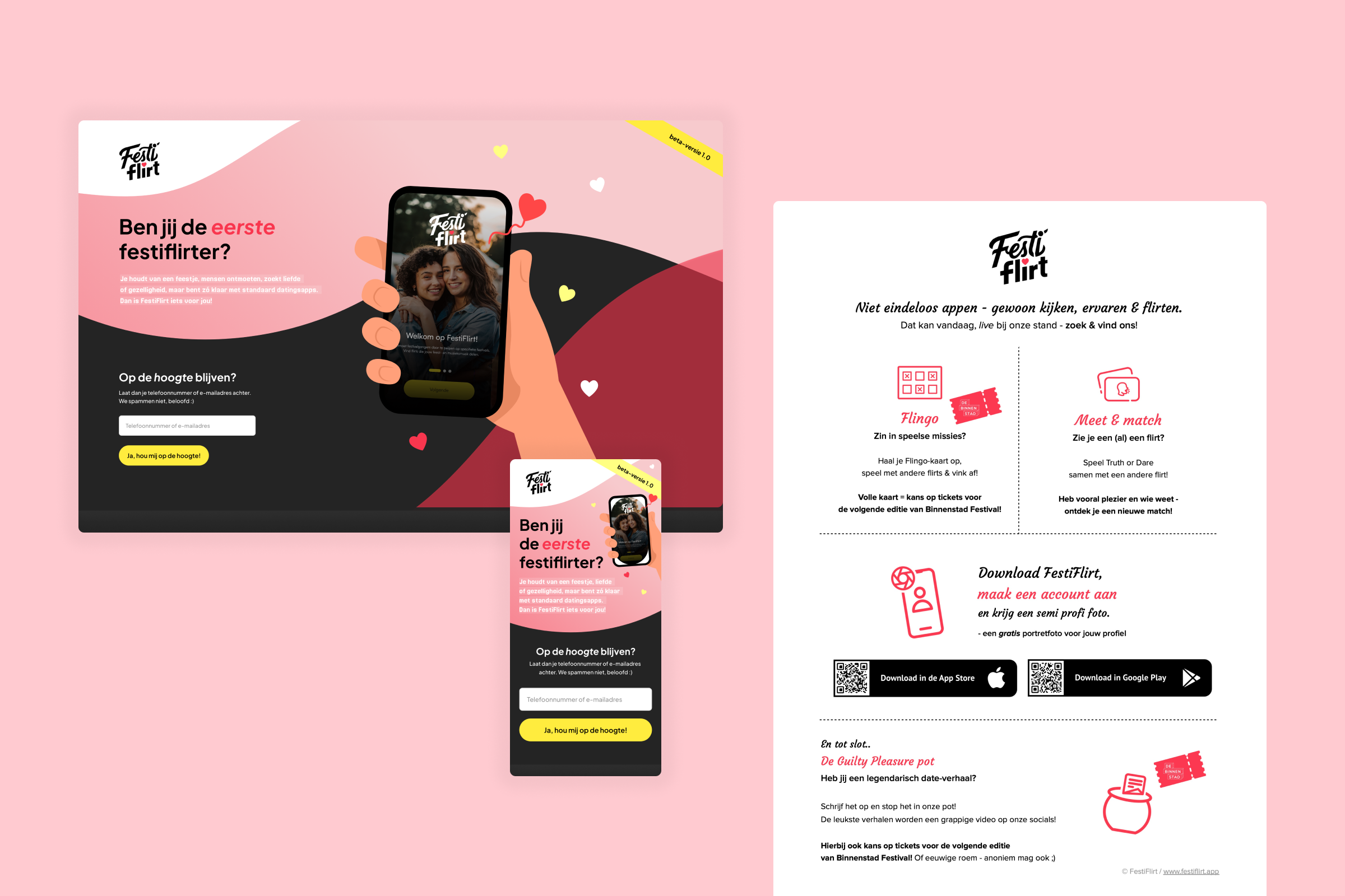 Festiflirt - Landing en print