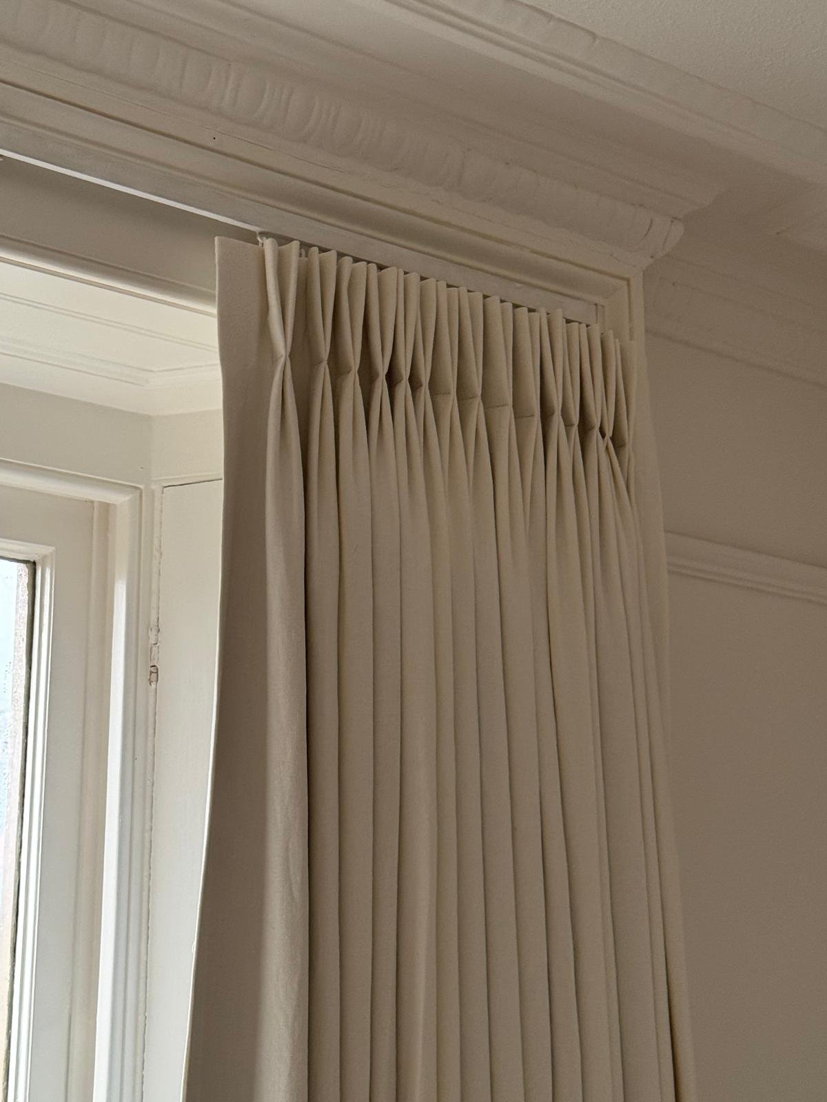 Double Pinch Pleat Curtain in Ivory Linen