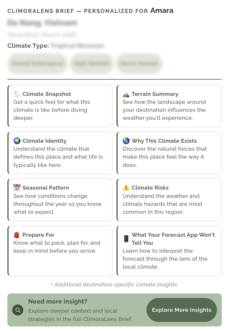 Bundle: ClimoraLens Brief + Climate Consultation