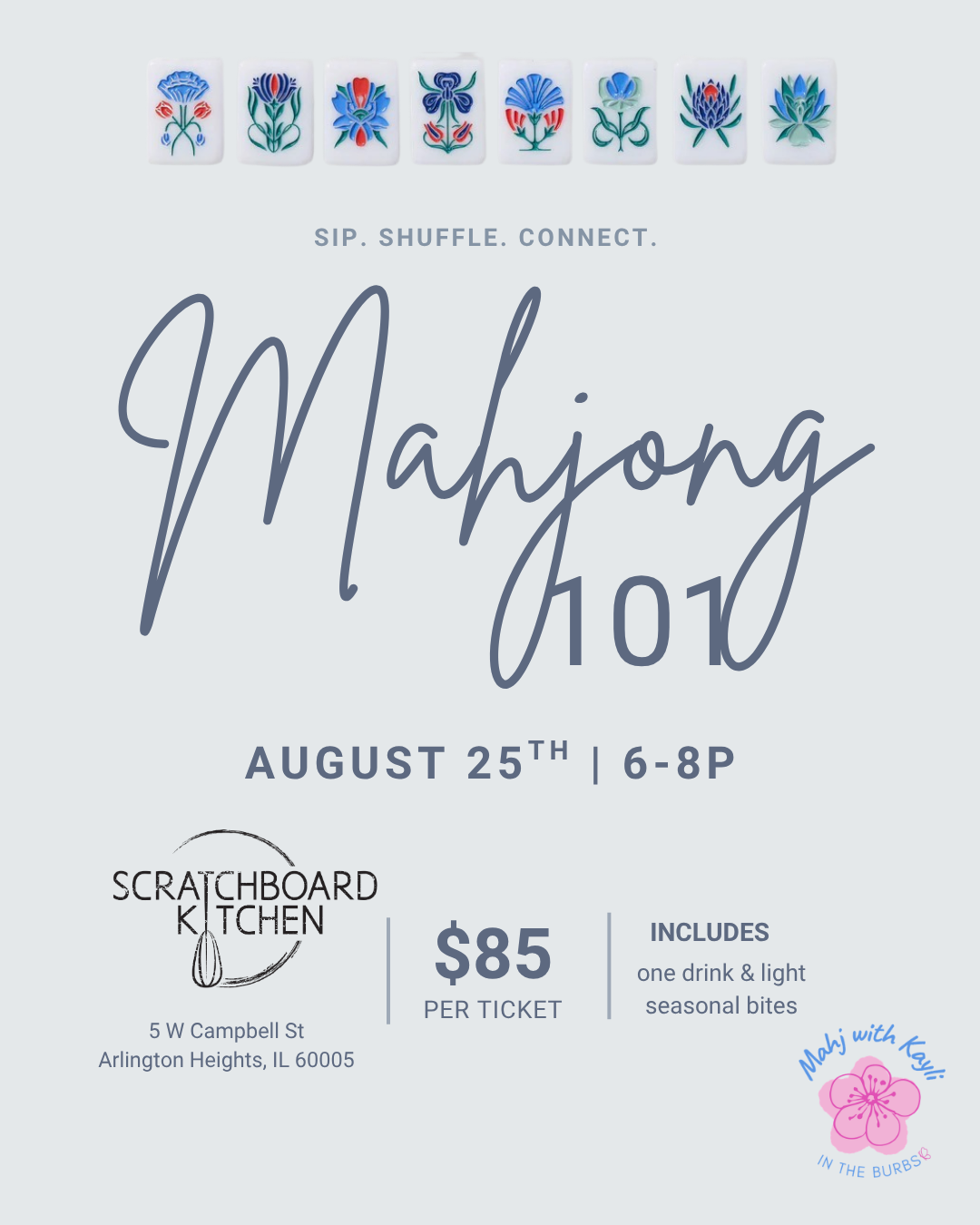 Mahjong lessons in Schaumburg, Hoffman Estates, Barrington, Arlington Heights, Elgin, Palatine, Bloomingdale, Wheaton, Geneva, Elk Grove Village, Lake Zurich, Wheaton, Geneva, Itasca, Roselle, Mount Prospect, Lake in the Hills, Algonquin, NW Chicago