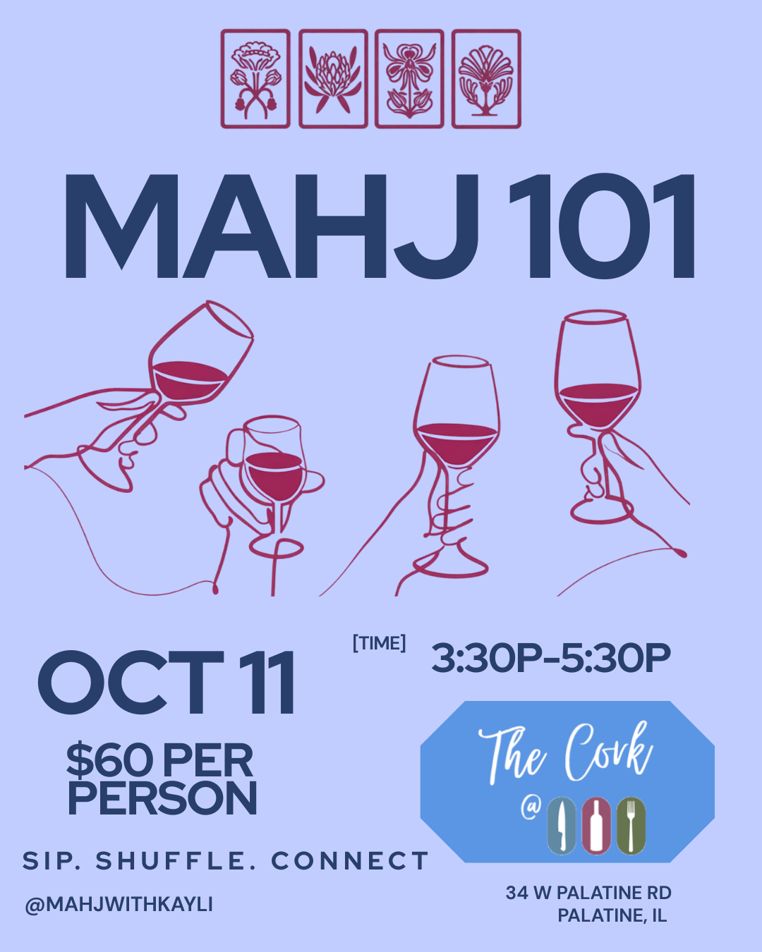 Mahjong Lessons in Schaumburg, Arlington Heights, Mount Prospect, Barrington, Palatine, Roselle, Wheaton, Lake Zurich, Elmhurst, Geneva, Hoffman Estates, Elgin, Bartlett, Bloomingdale, Rolling Meadows, NW Chicago Suburbs, Chicago Suburbs, Algonquin,