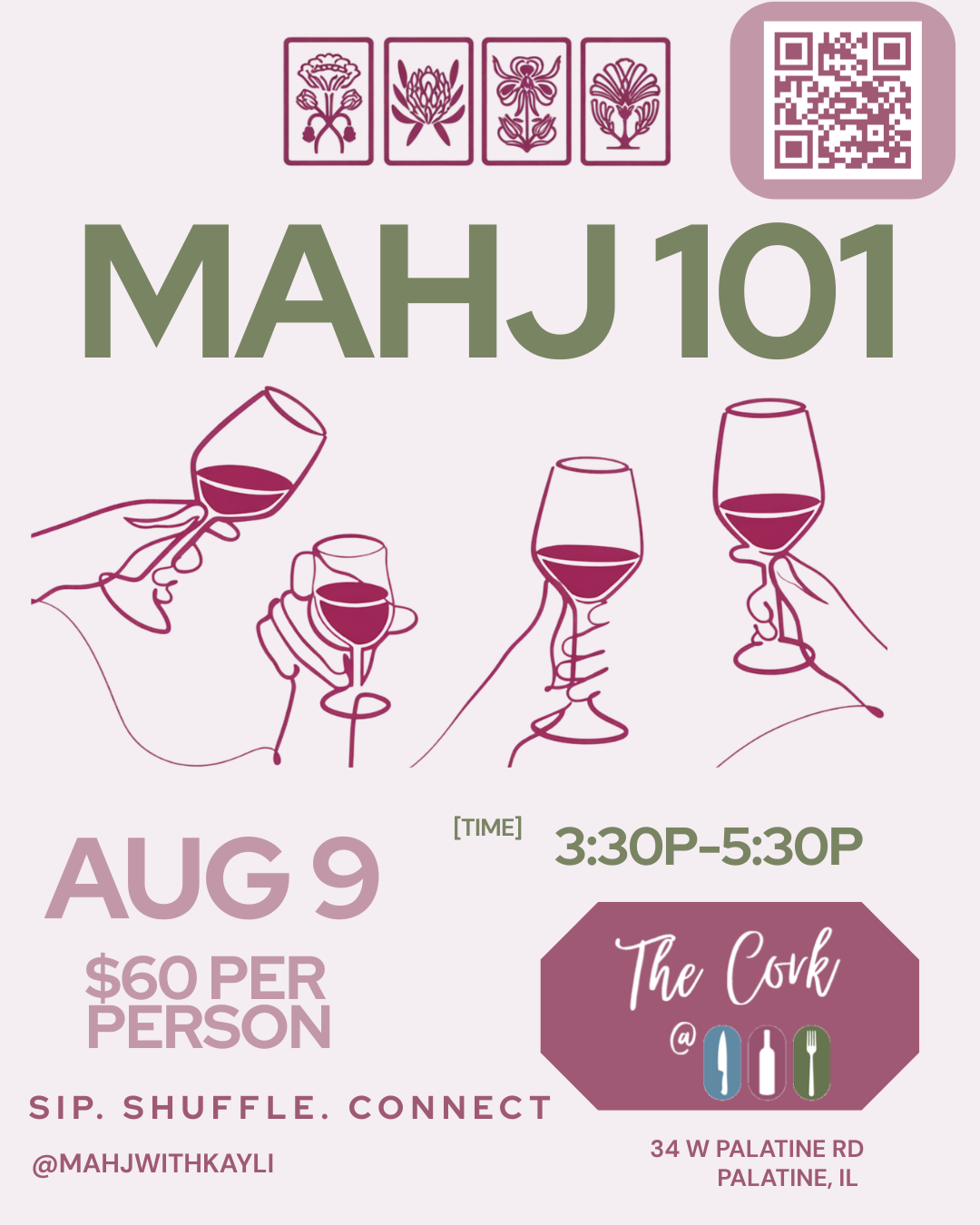 Mahjong lessons in Schaumburg, Hoffman Estates, Barrington, Arlington Heights, Elgin, Palatine, Bloomingdale, Wheaton, Geneva, Elk Grove Village, Lake Zurich, Wheaton, Geneva, Itasca, Roselle, Mount Prospect, Lake in the Hills, Algonquin
