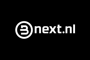 Black background with white text and logo for next.nl