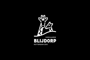 Logo of Rotterdam Zoo featuring a frog, a bird, and a seal with the text 'Diergaarde Blijdorp Rotterdam Zoo'.