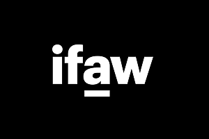 Black background with the white text 'ifaw' and a white underline beneath